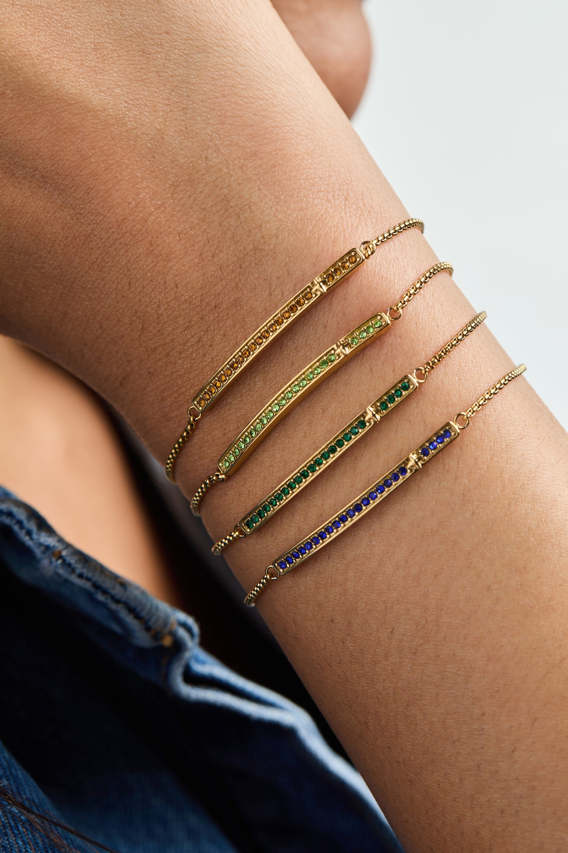 September Birthstone Pave Bolo Bracelet in Gold and Silver Tone