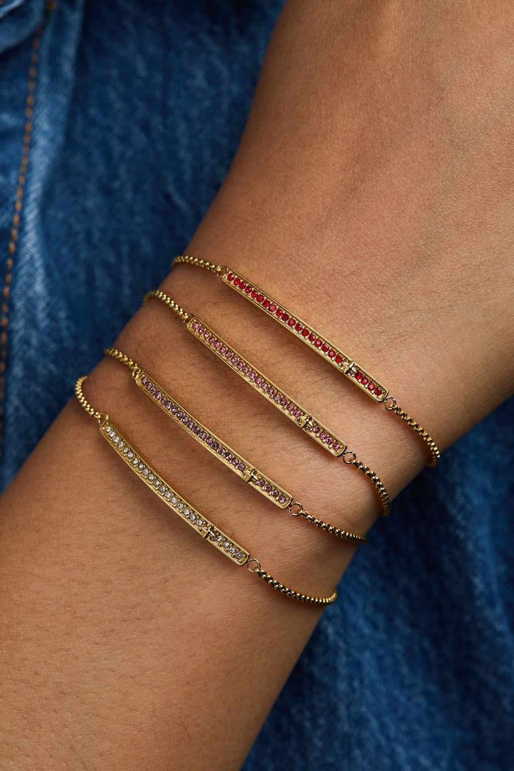 June Birthstone Pave Bolo Bracelet in Gold, Modern Minimalist Style