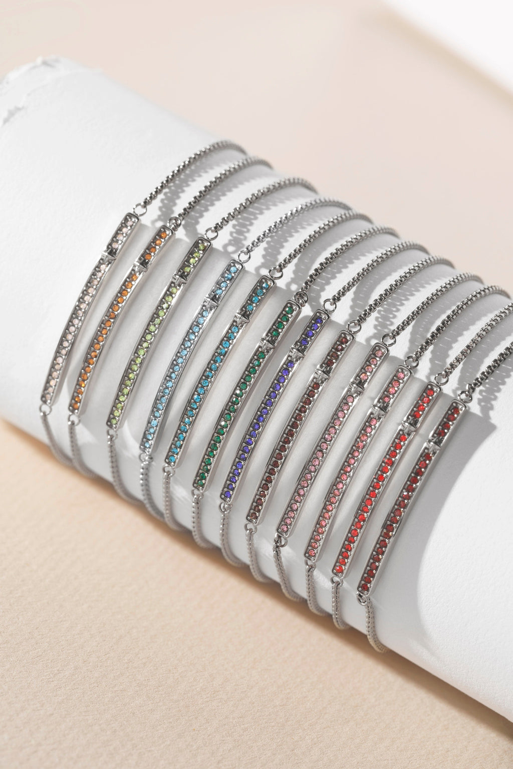 January Birthstone Pave Bolo Bracelet, Modern Minimalist Jewelry