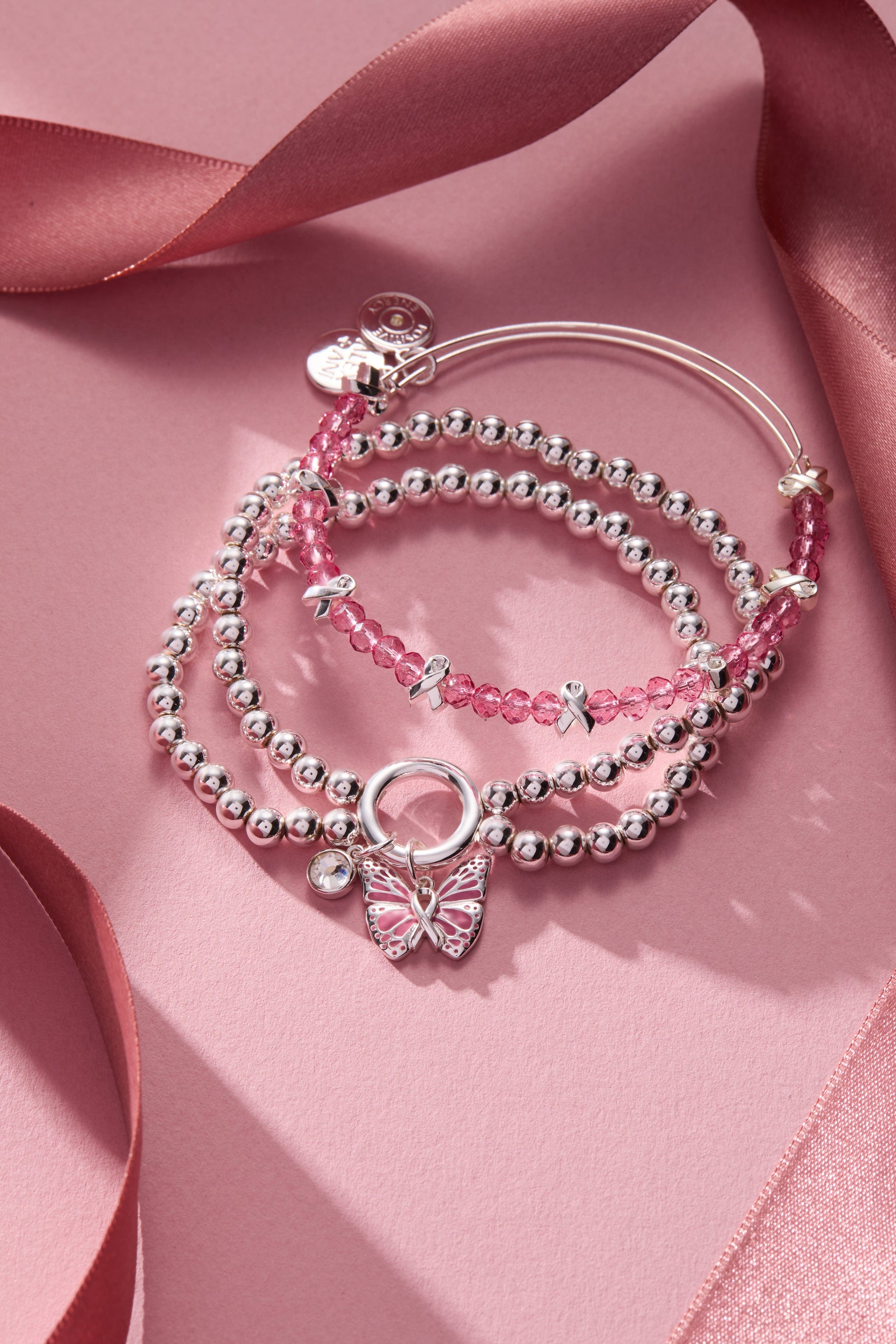 Breast Cancer Awareness Pink Ribbon Expandable Bangle