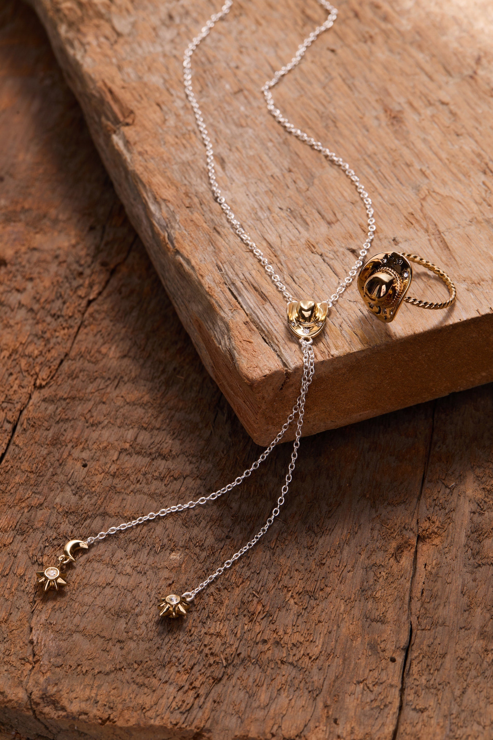 Cosmic Cowgirl Y Necklace Mixed Metal Rhinestone Western Jewelry