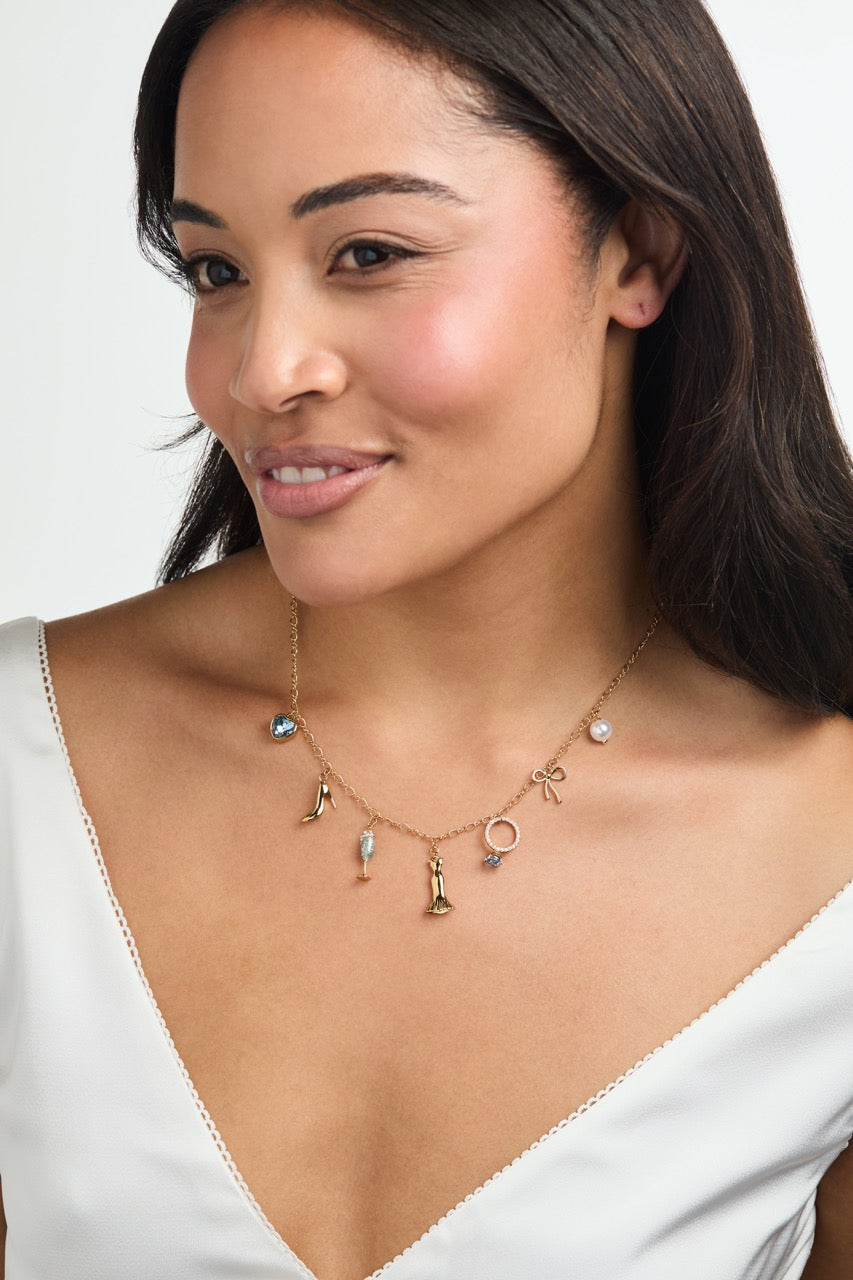 Bridal Multi-Charm Necklace with Wedding Theme Charms