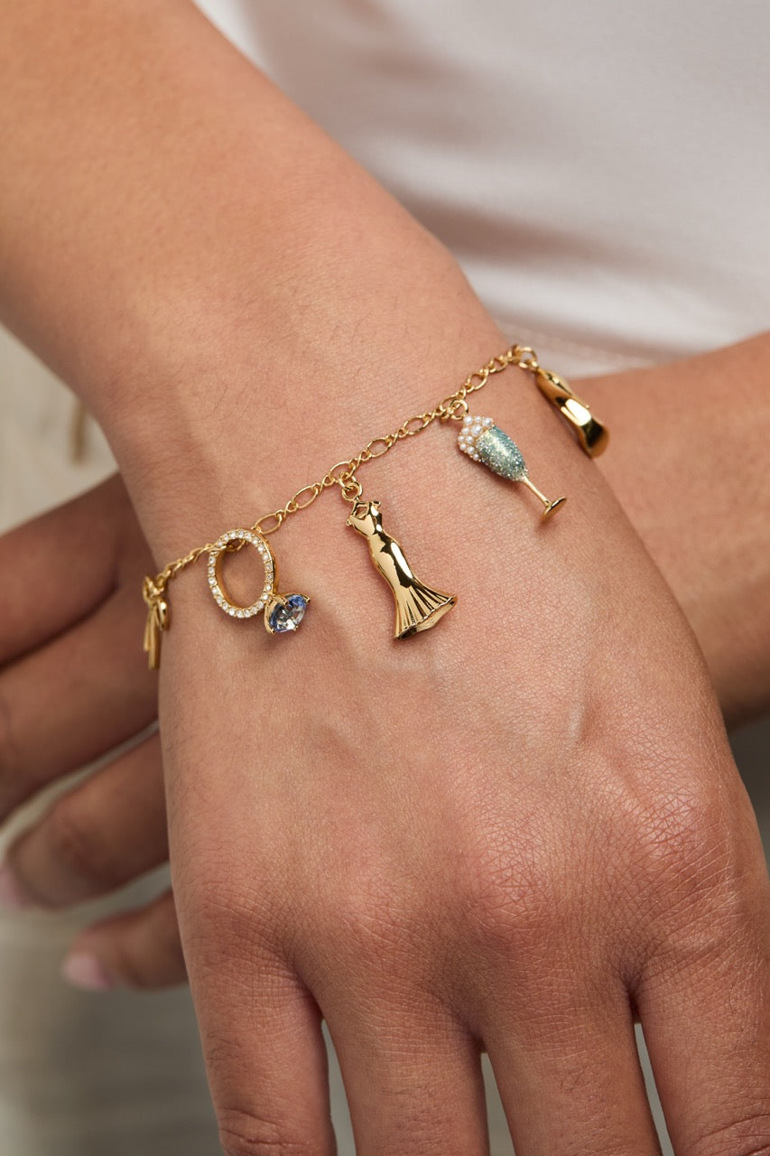 Bridal Multi-Charm Adjustable Chain Bracelet for Weddings