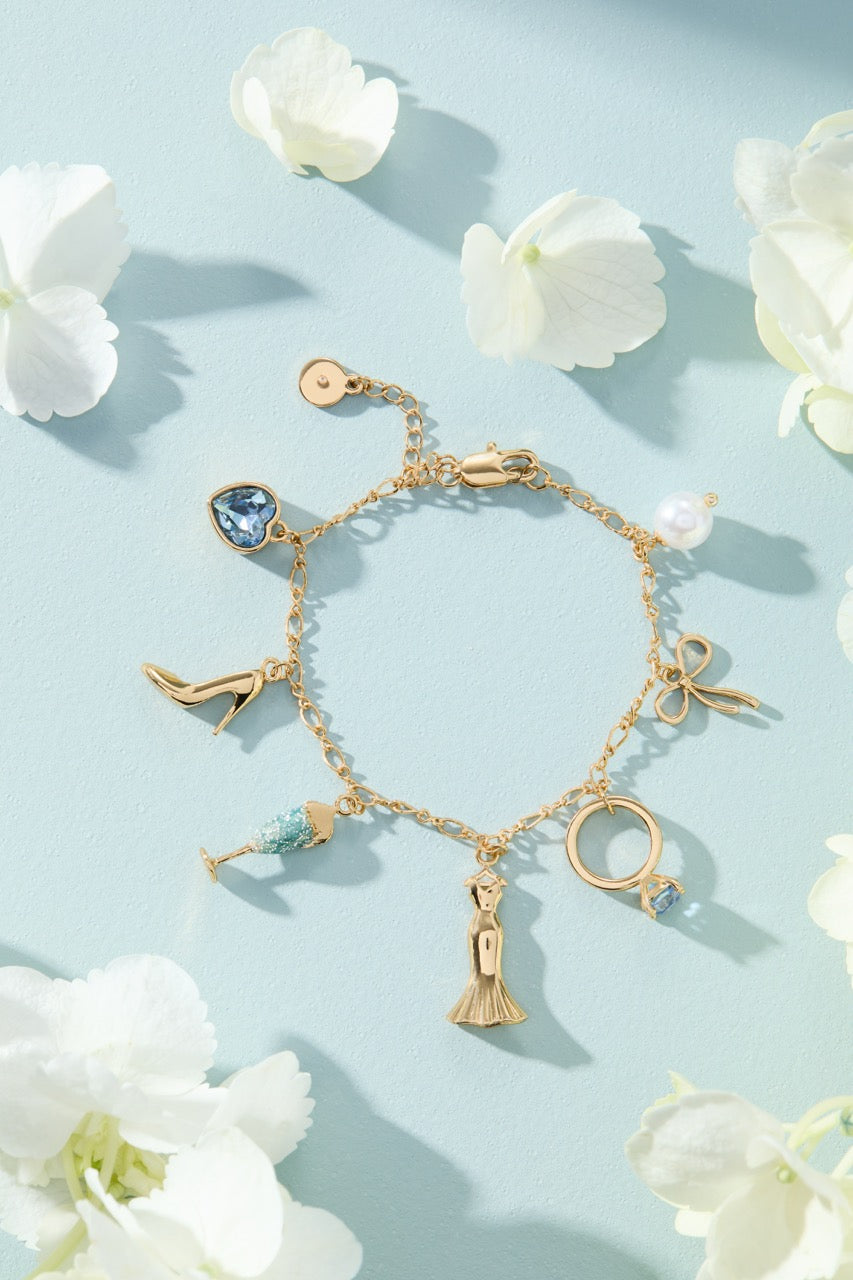 Bridal Multi-Charm Adjustable Chain Bracelet for Weddings