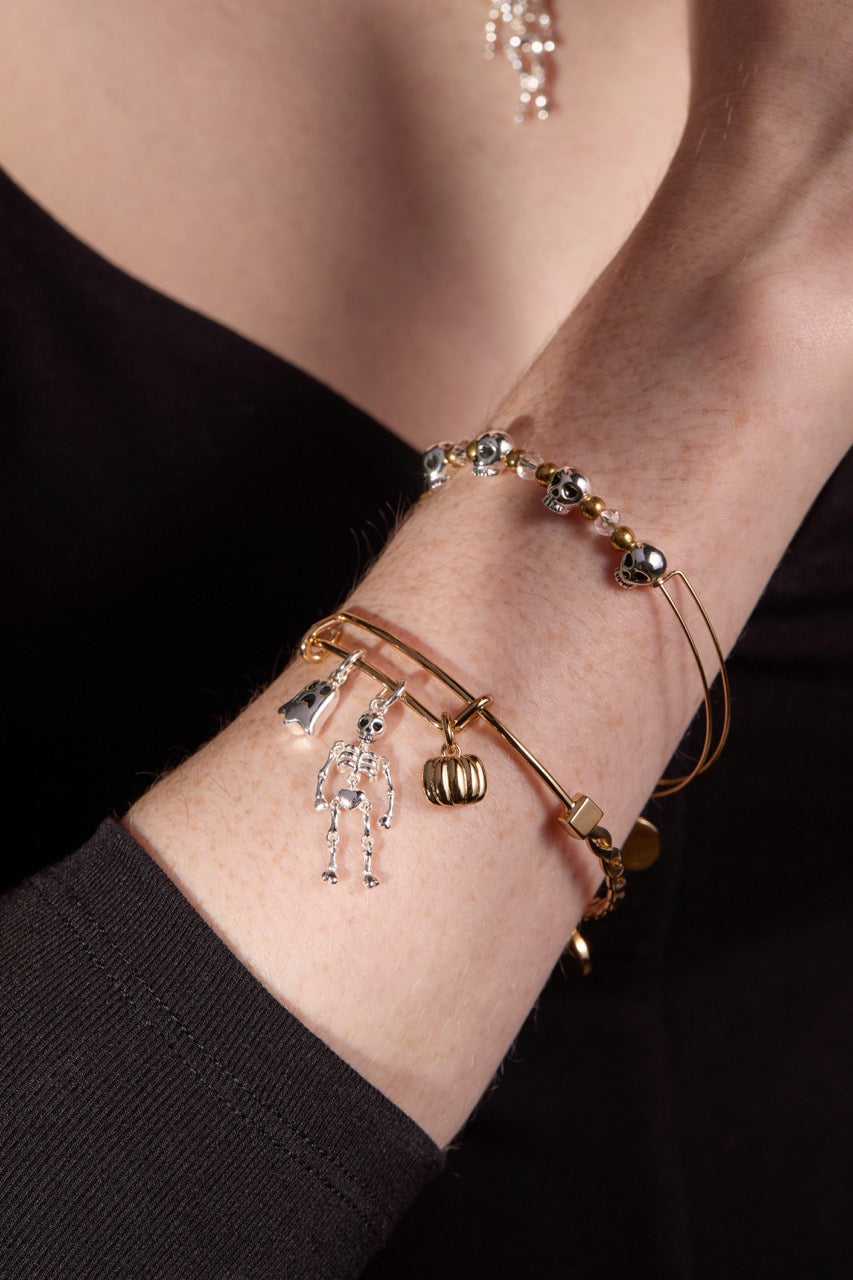 Ghost, Skeleton and Pumpkin Trio Halloween Charm Bangle