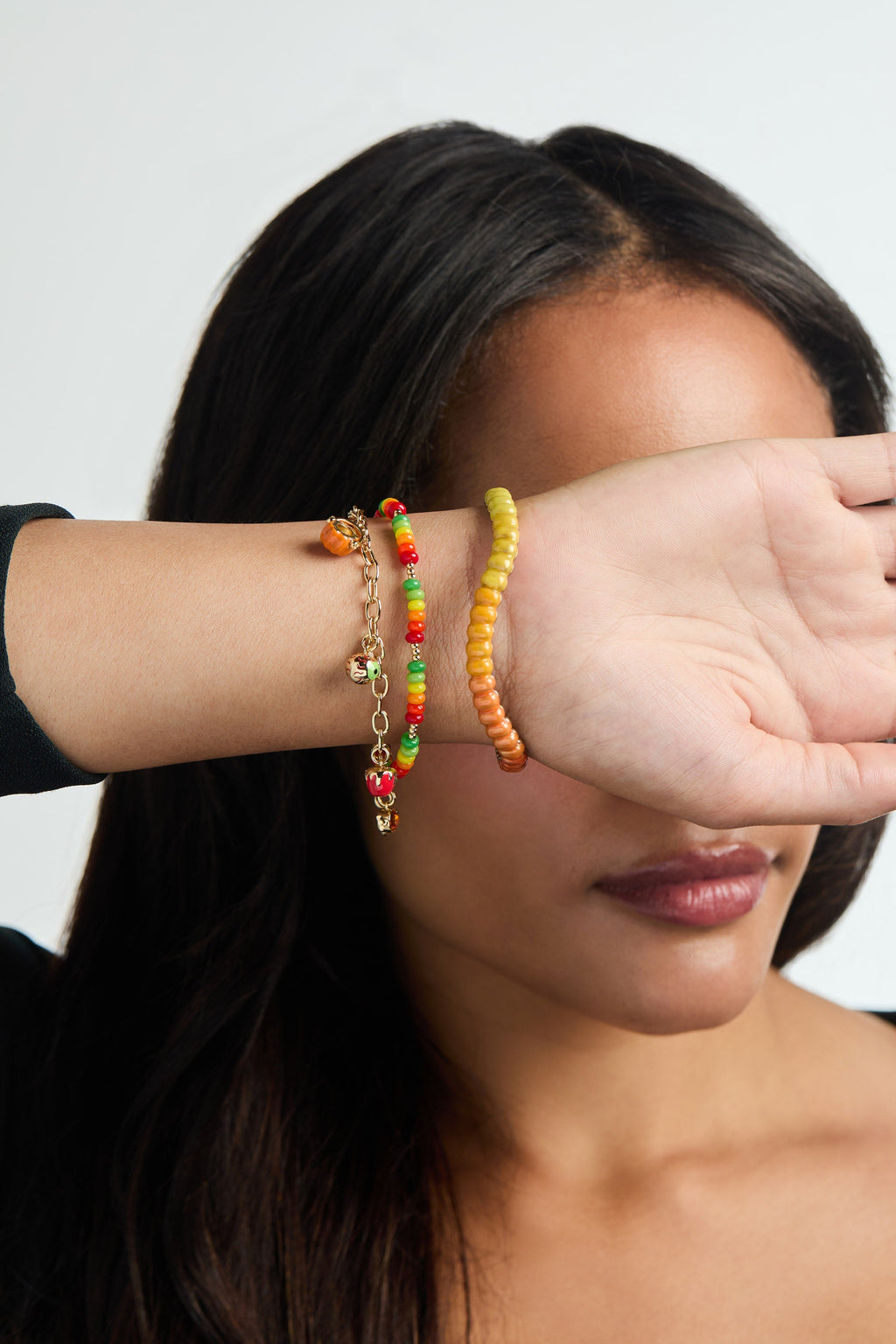 Vibrant Gummy Worm Resin Cuff Bracelet in Multicolored Hues