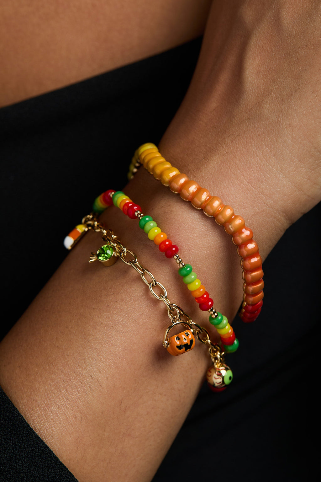 Vibrant Gummy Worm Resin Cuff Bracelet in Multicolored Hues