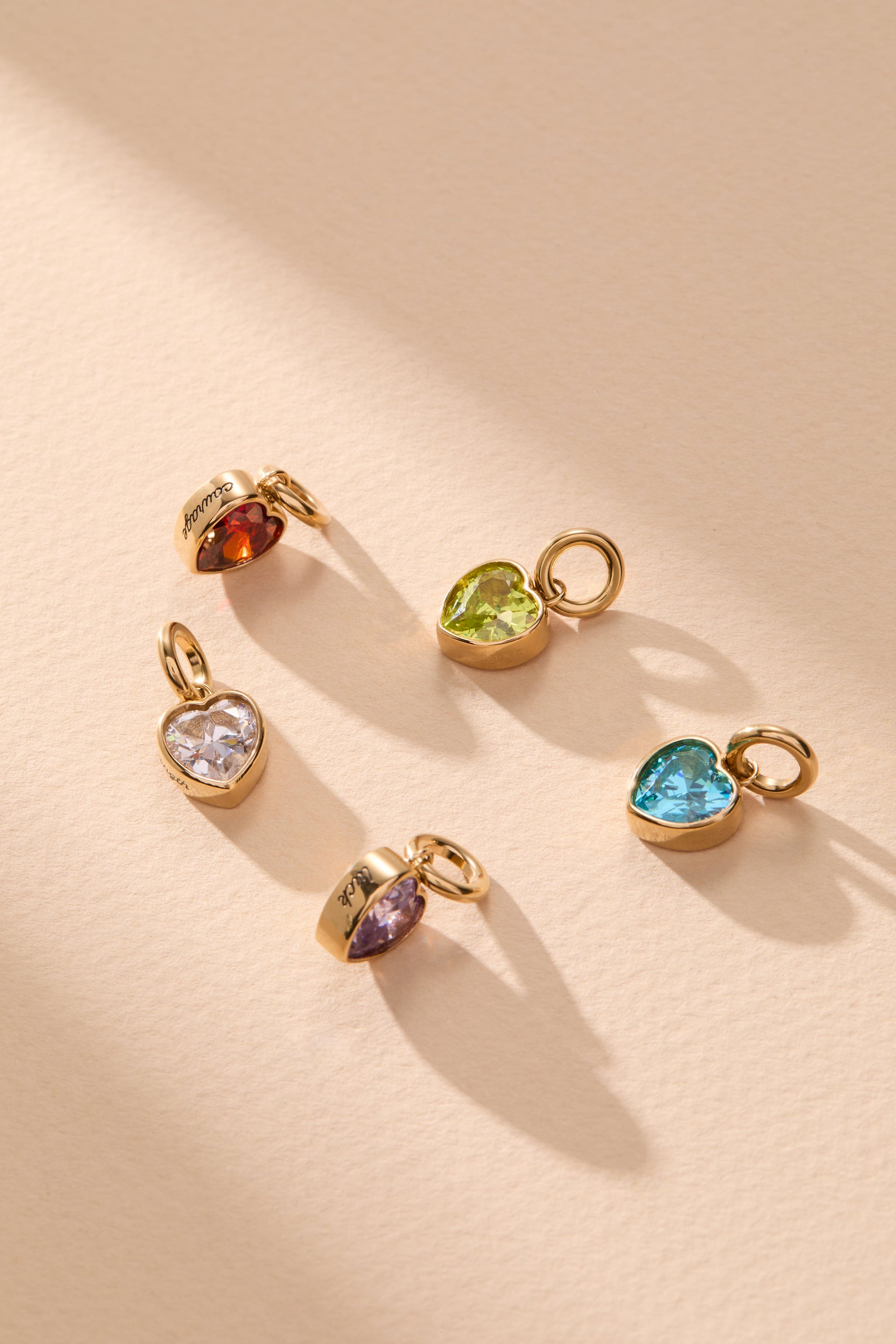 March 'Faith' Heart Birthstone Charm - Gold Aquamarine Blue