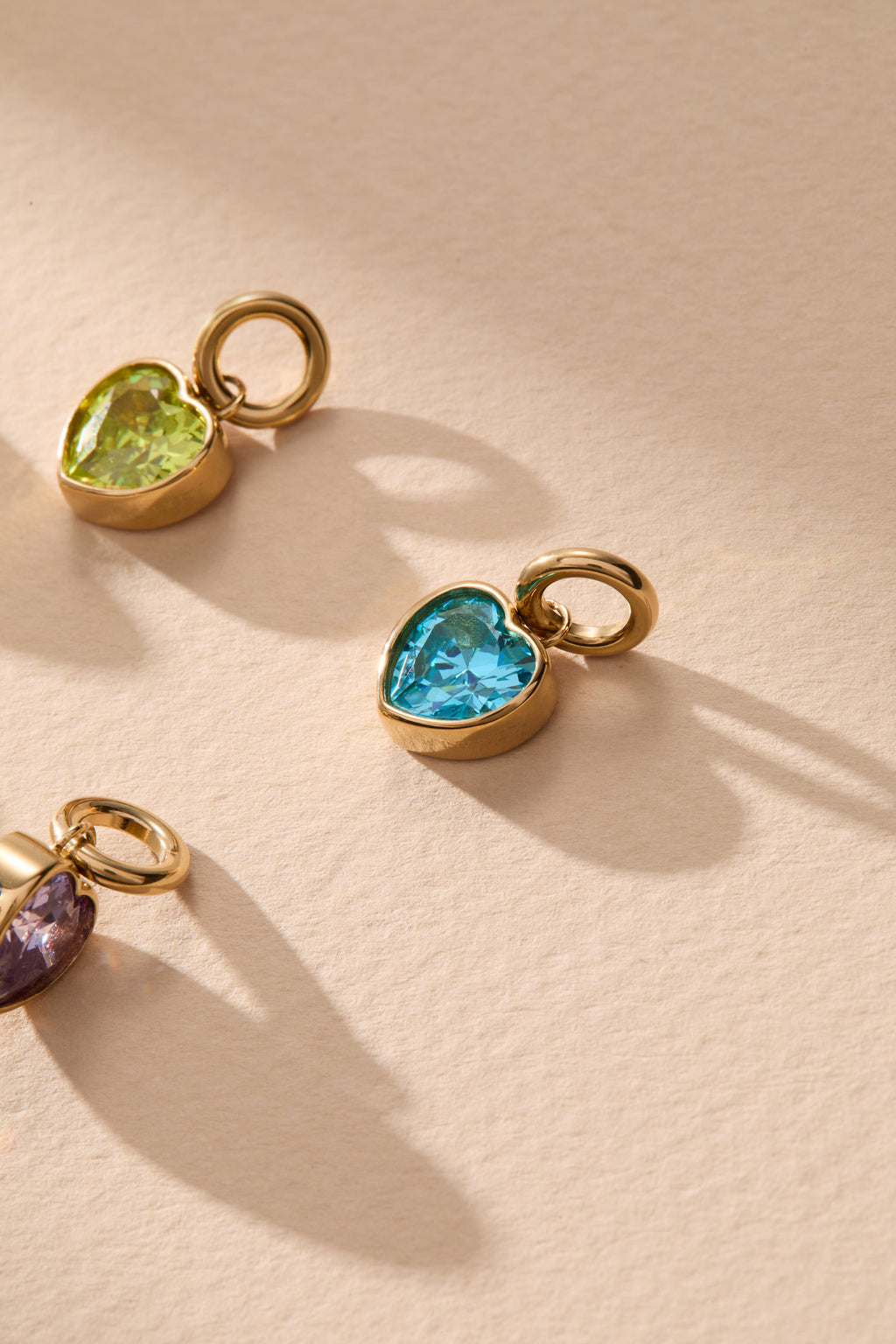 March 'Faith' Heart Birthstone Charm - Gold Aquamarine Blue