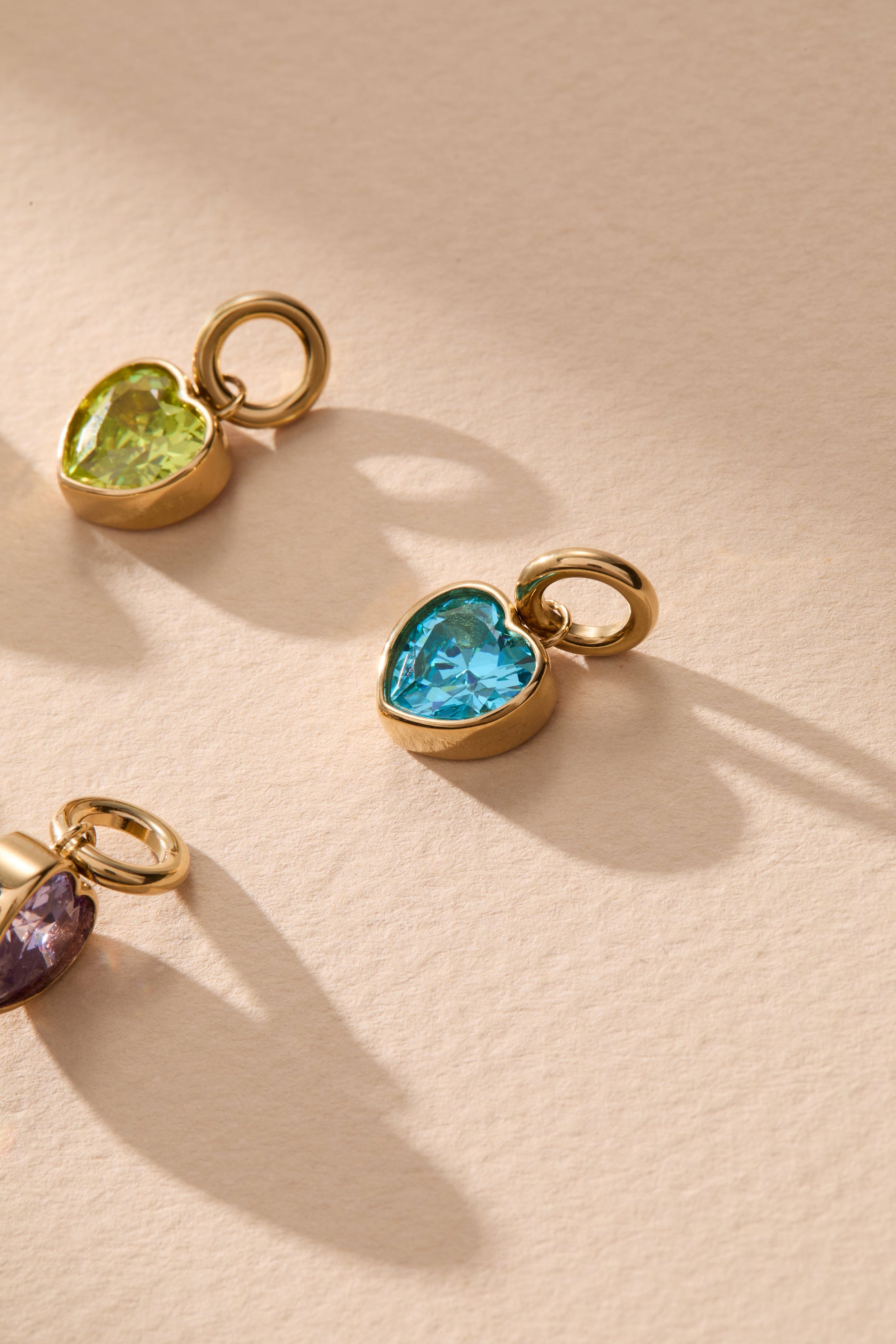 March 'Faith' Heart Birthstone Charm - Gold Aquamarine Blue