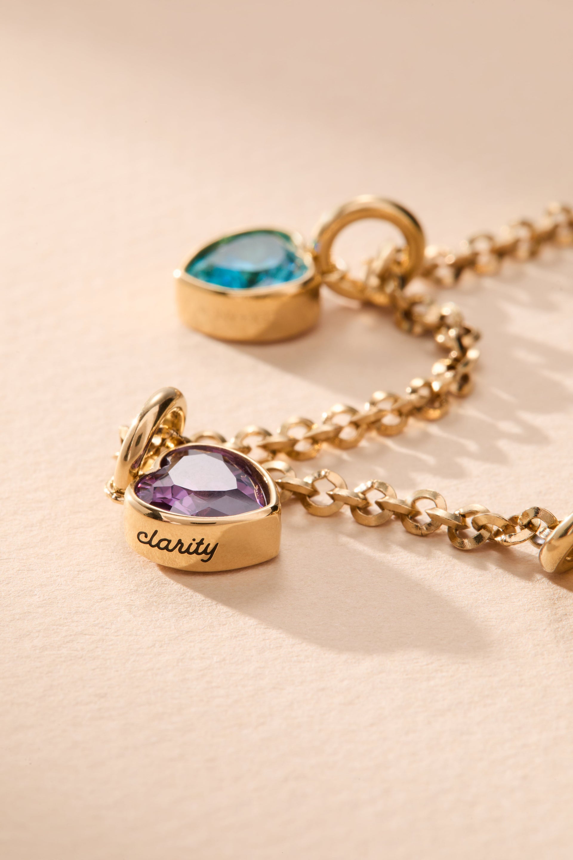 February Clarity Heart Birthstone Charm - Amethyst-Colored CZ