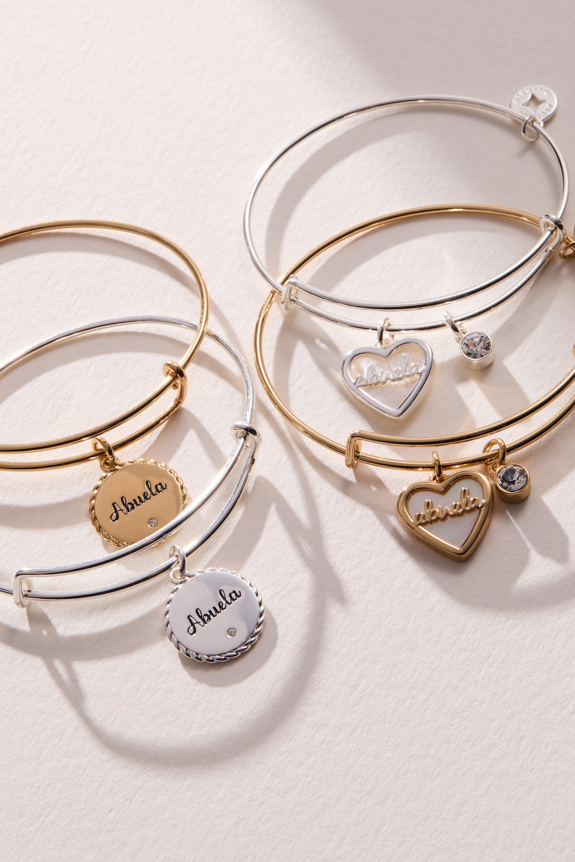 Abuela Mother of Pearl Heart Charm Bangle