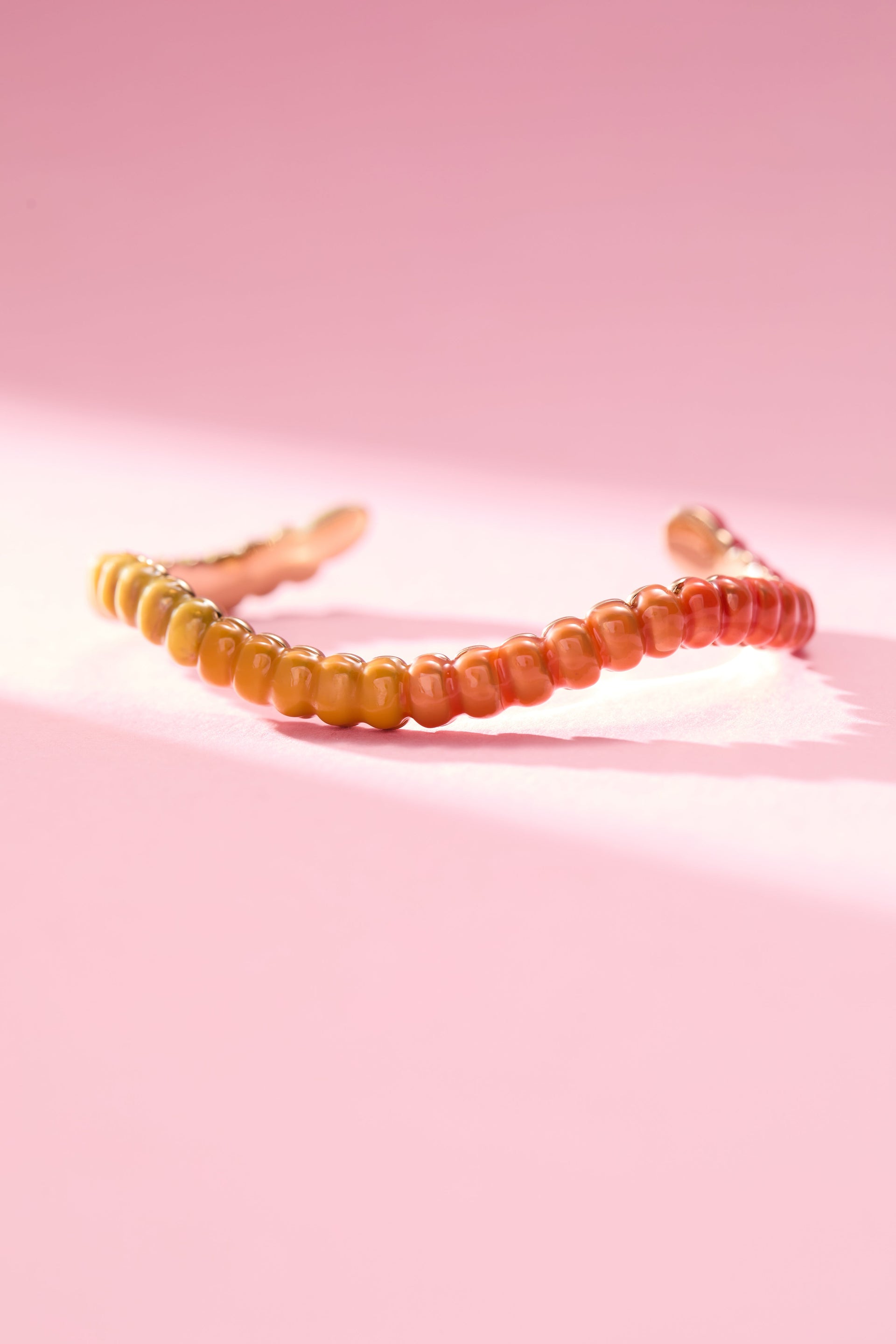 Vibrant Gummy Worm Resin Cuff Bracelet in Multicolored Hues