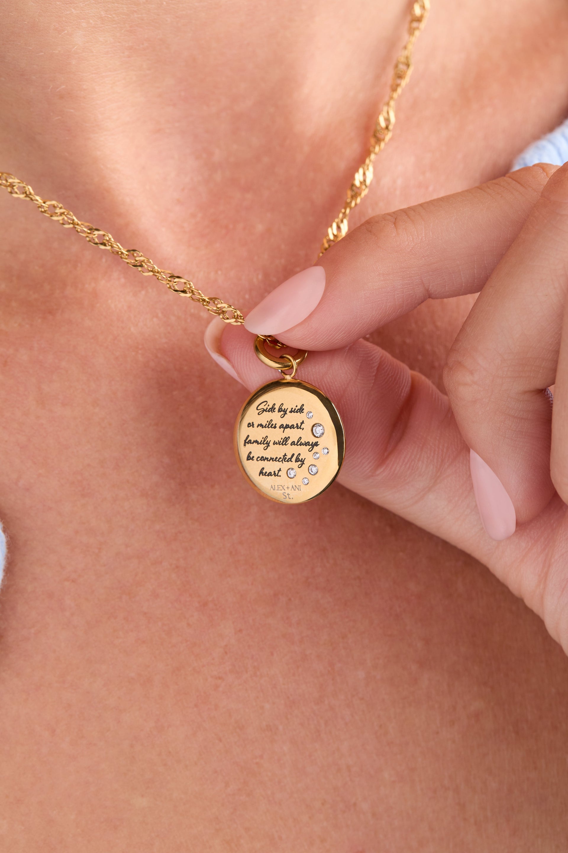 Grandma Hummingbird Disc Charm in Polished Gold with Crystal