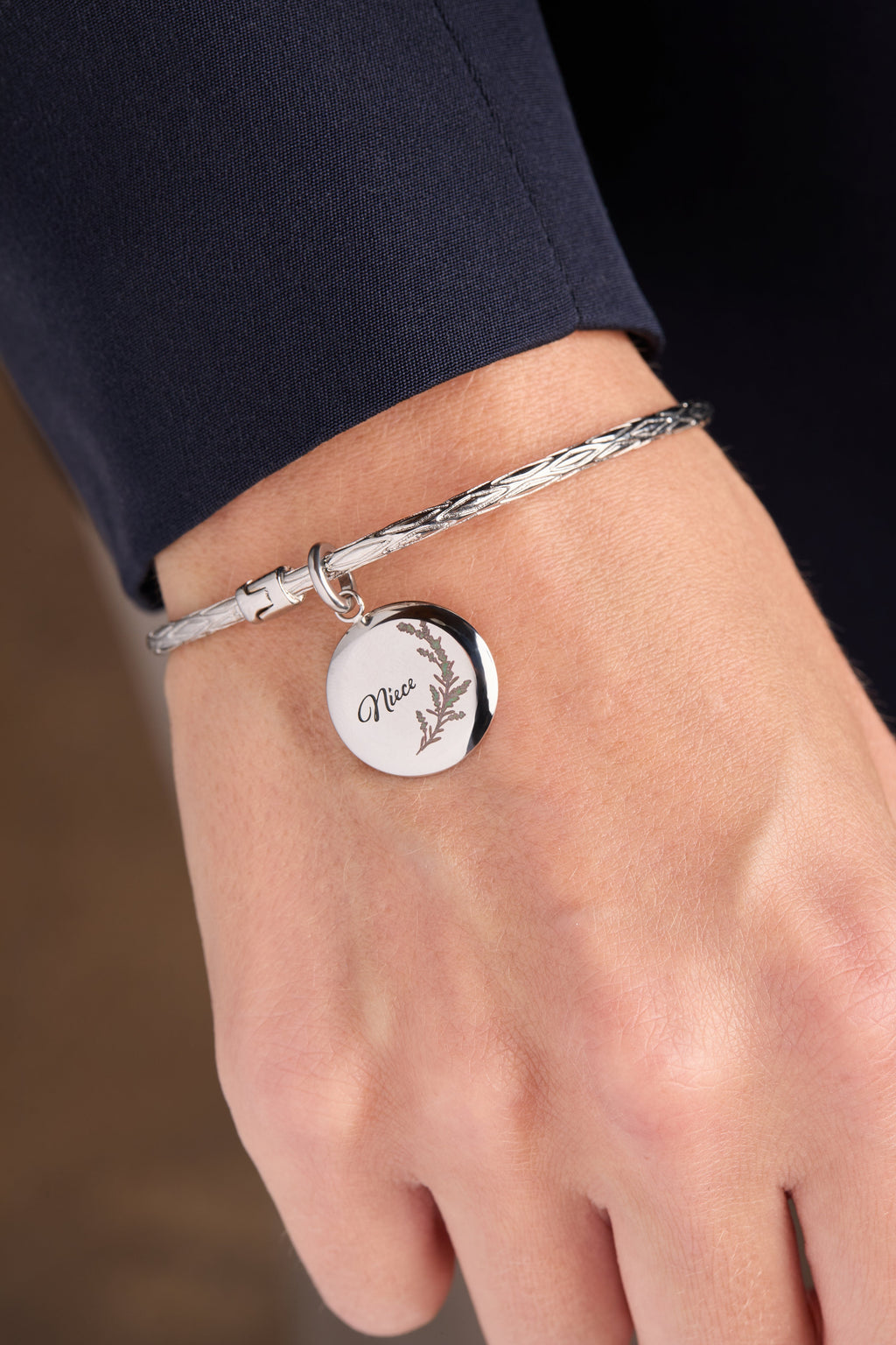 Niece Lavender Disc Charm - Meaningful Family Keepsake Necklace