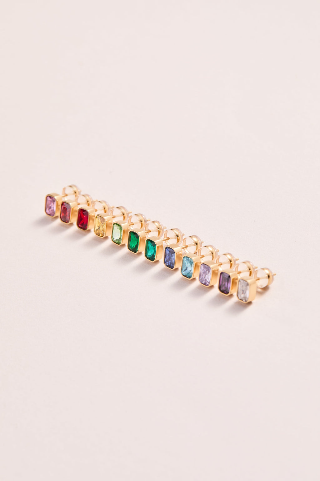 November Birthstone Stud Earrings with Emerald-Cut Topaz Crystal