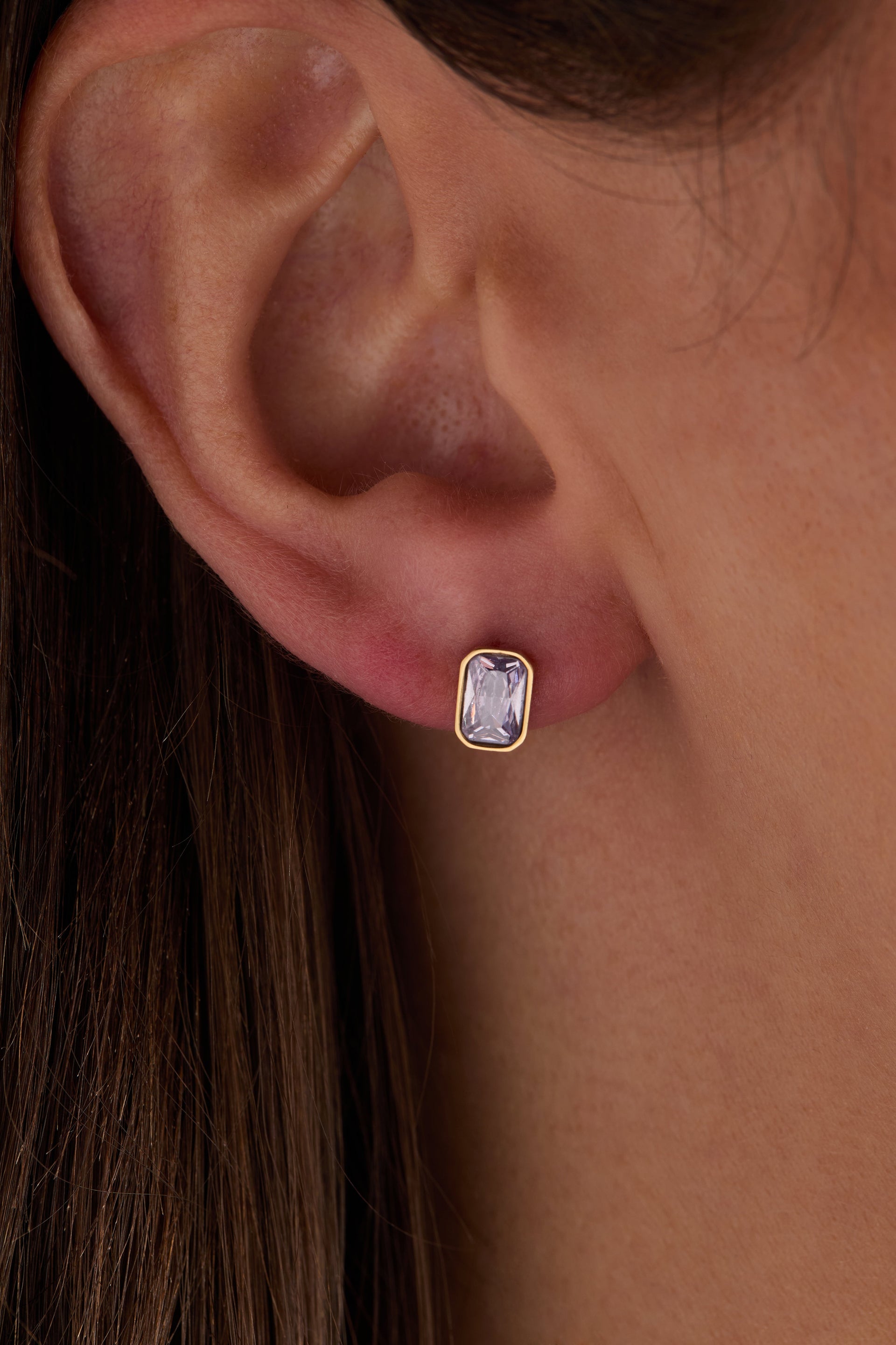 June Light Amethyst Birthstone Stud Earrings in Bezel Setting