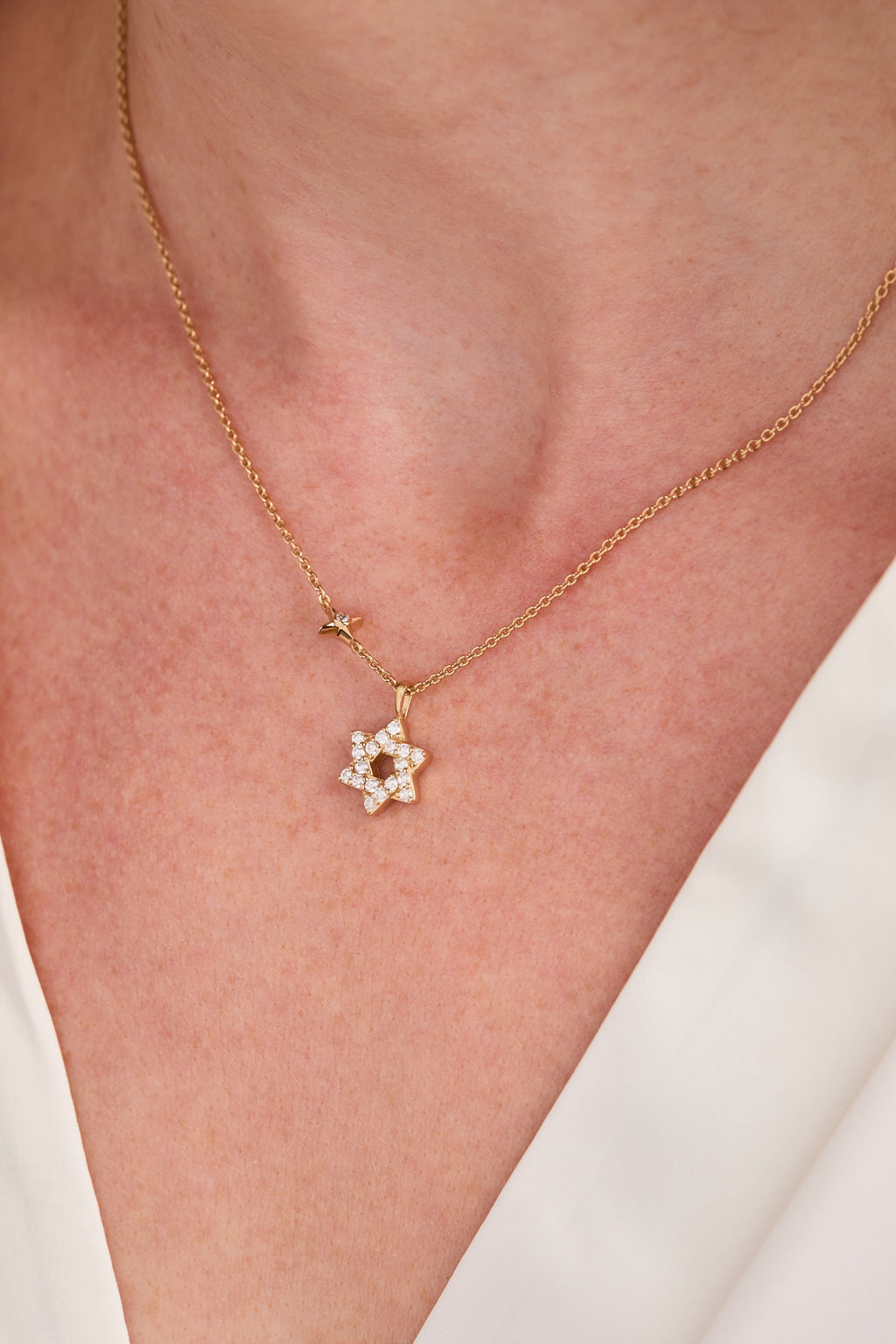 Delicate Star of David Pendant Necklace in Gold-Plated Silver