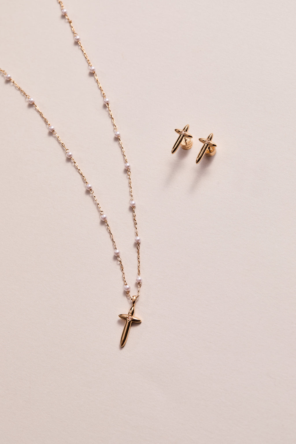 4:13 Cross Stud Earrings in Gold