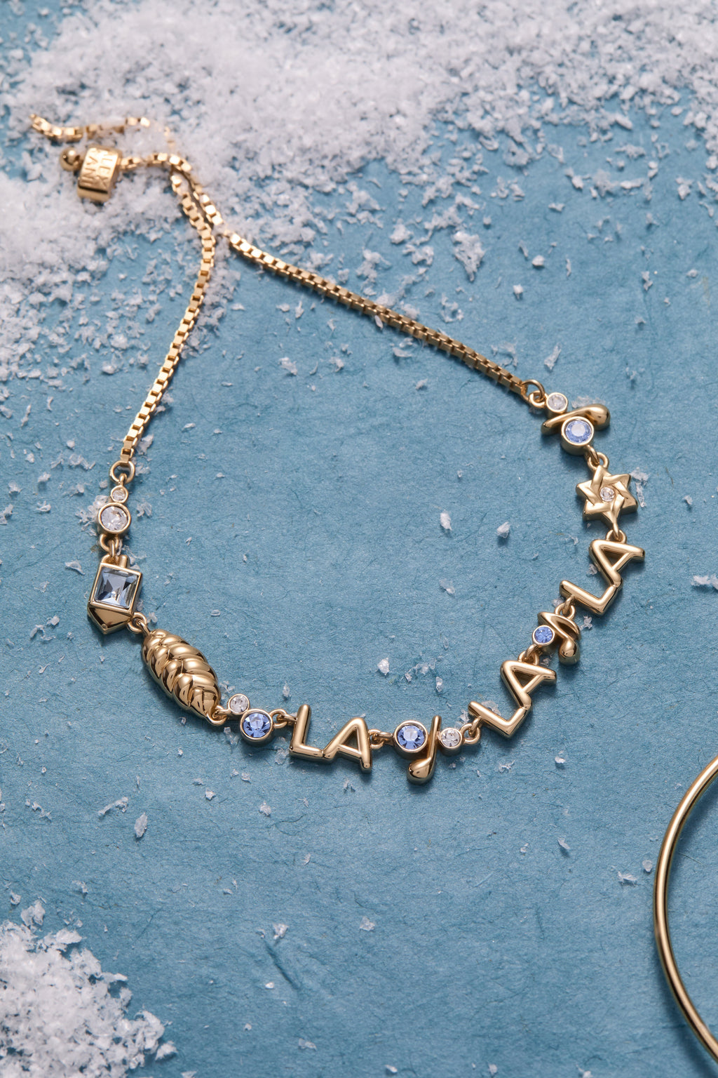 Challah-la-la-la Bolo Bracelet with Clear and Aquamarine Stones
