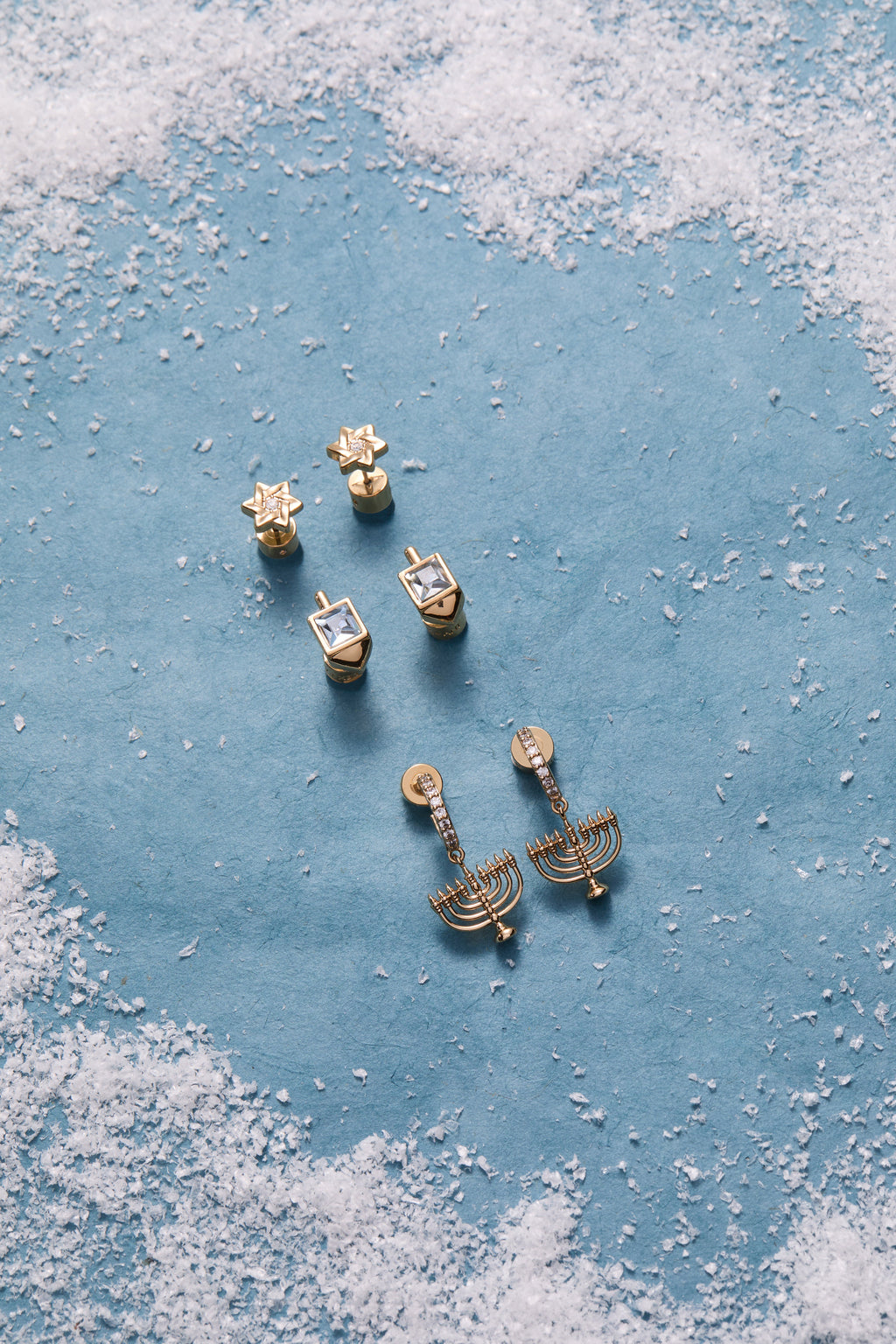 Hanukkah Stud Earring Set with Star of David and Dreidel Designs