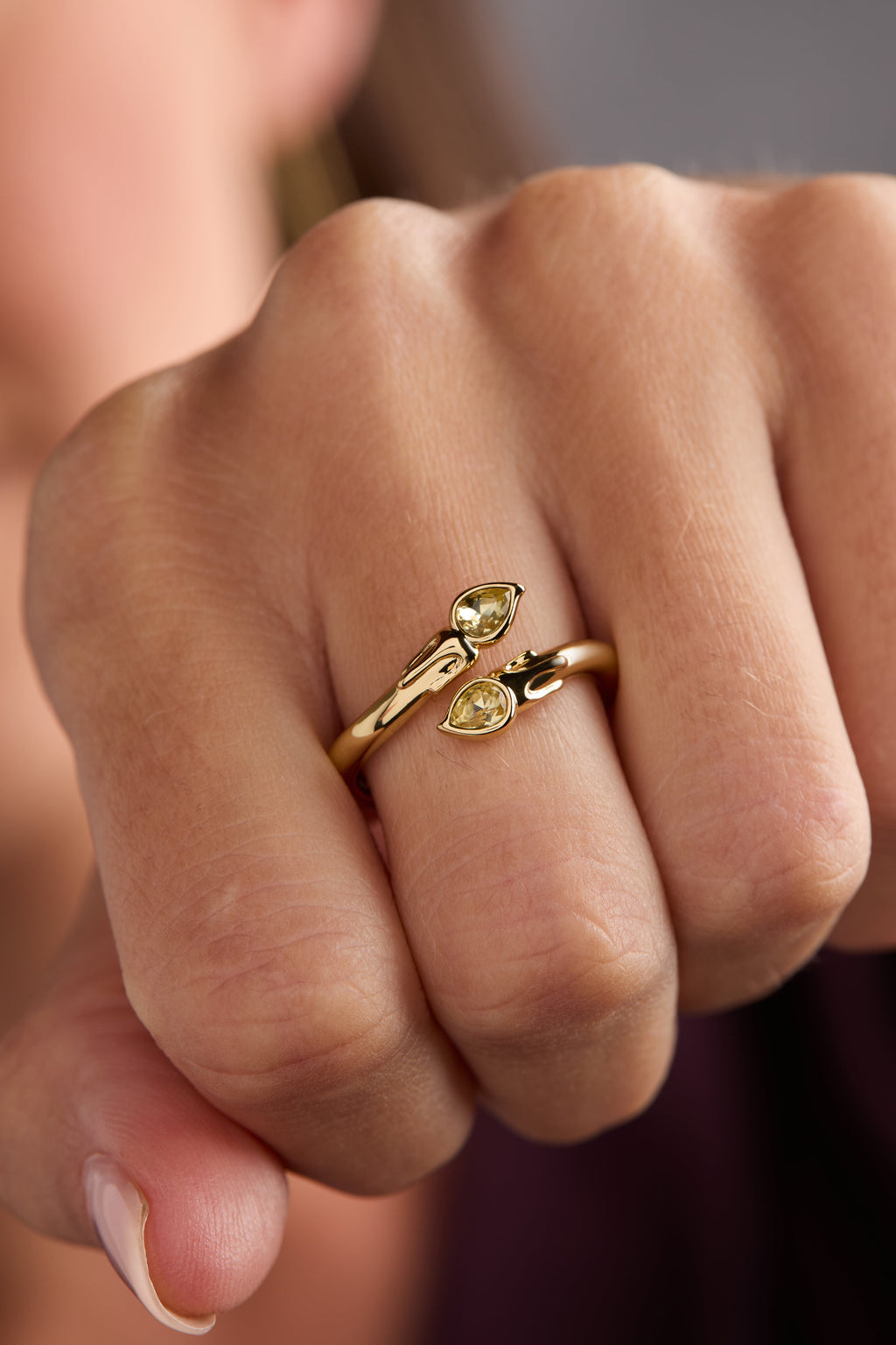 Harry Potter Great Hall Candle Bypass Ring with Jonquil Crystals