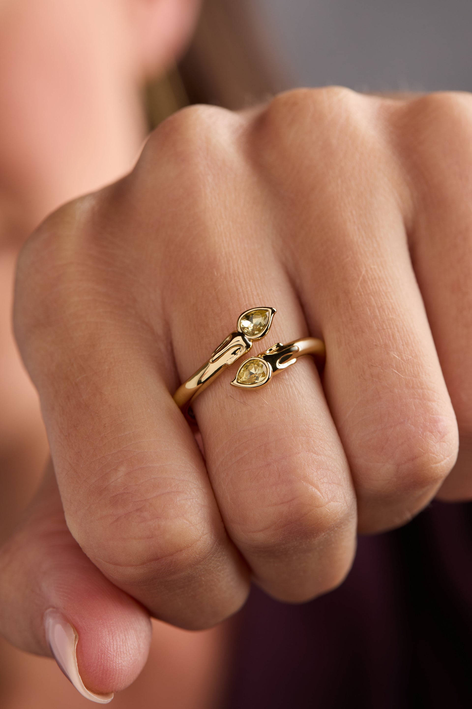 Harry Potter Great Hall Candle Bypass Ring with Jonquil Crystals