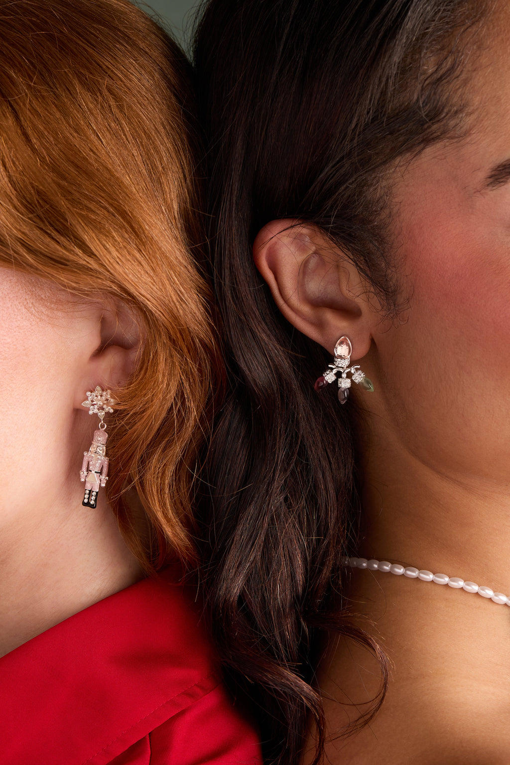 Christmas Muted Light Bulb Jacket Earrings with Crystal Pave