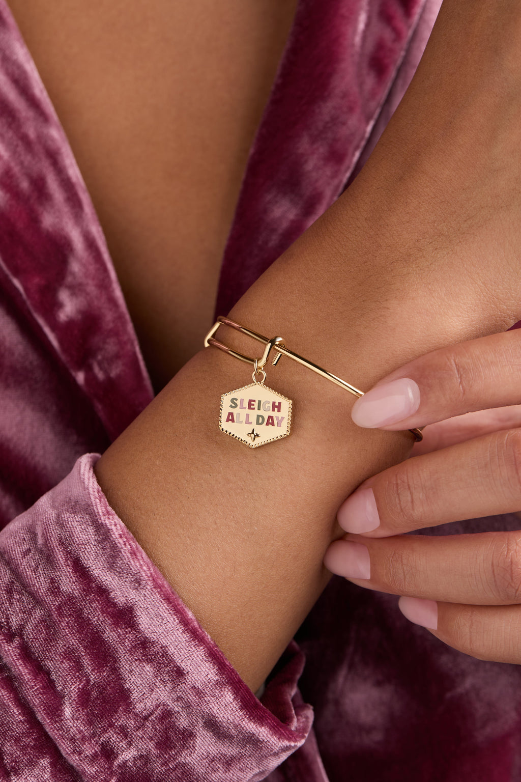 Sleigh All Day Festive Charm Bangle with Enamel Detail