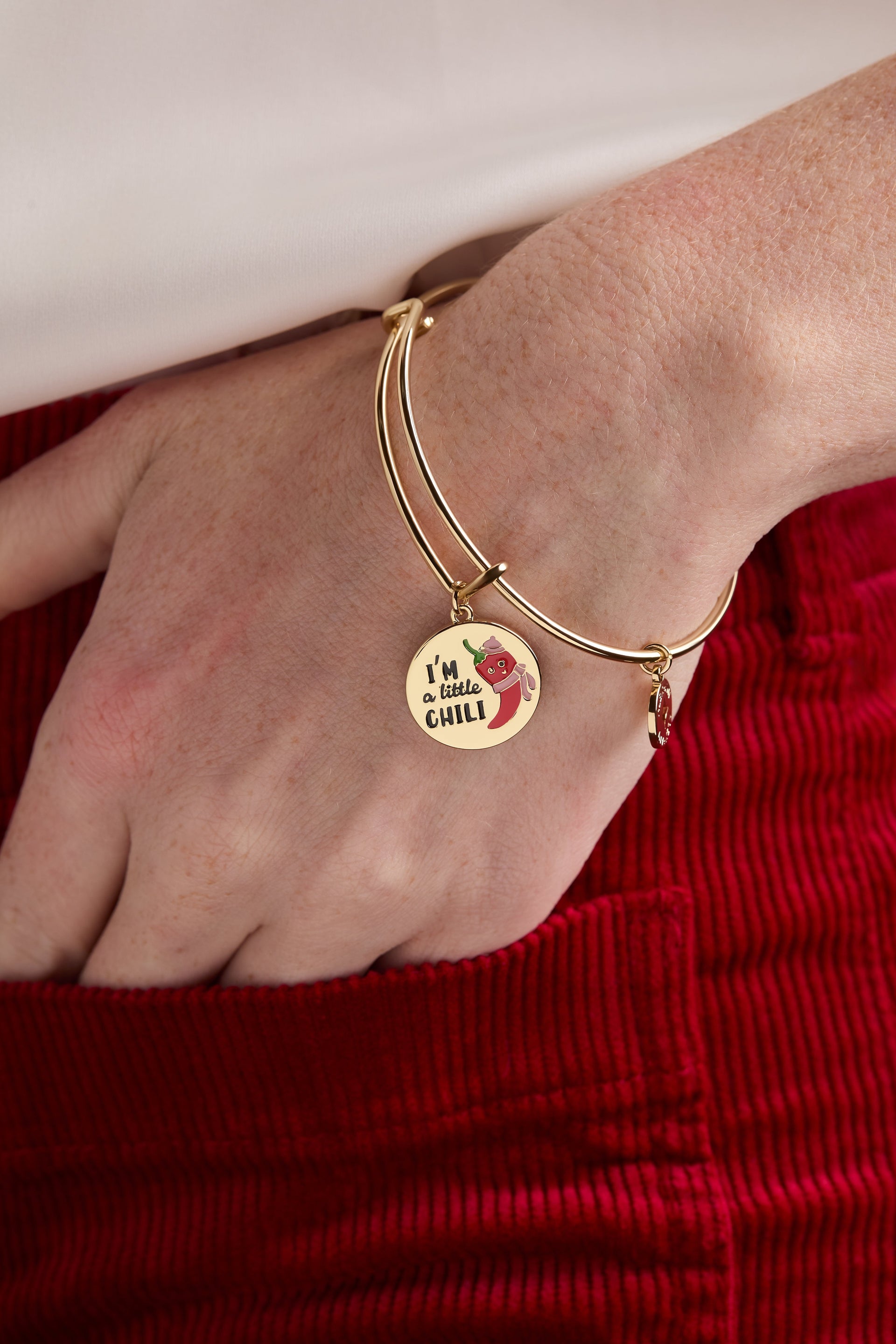 I’m a Little Chili Charm Bangle with Vibrant Enamel Details