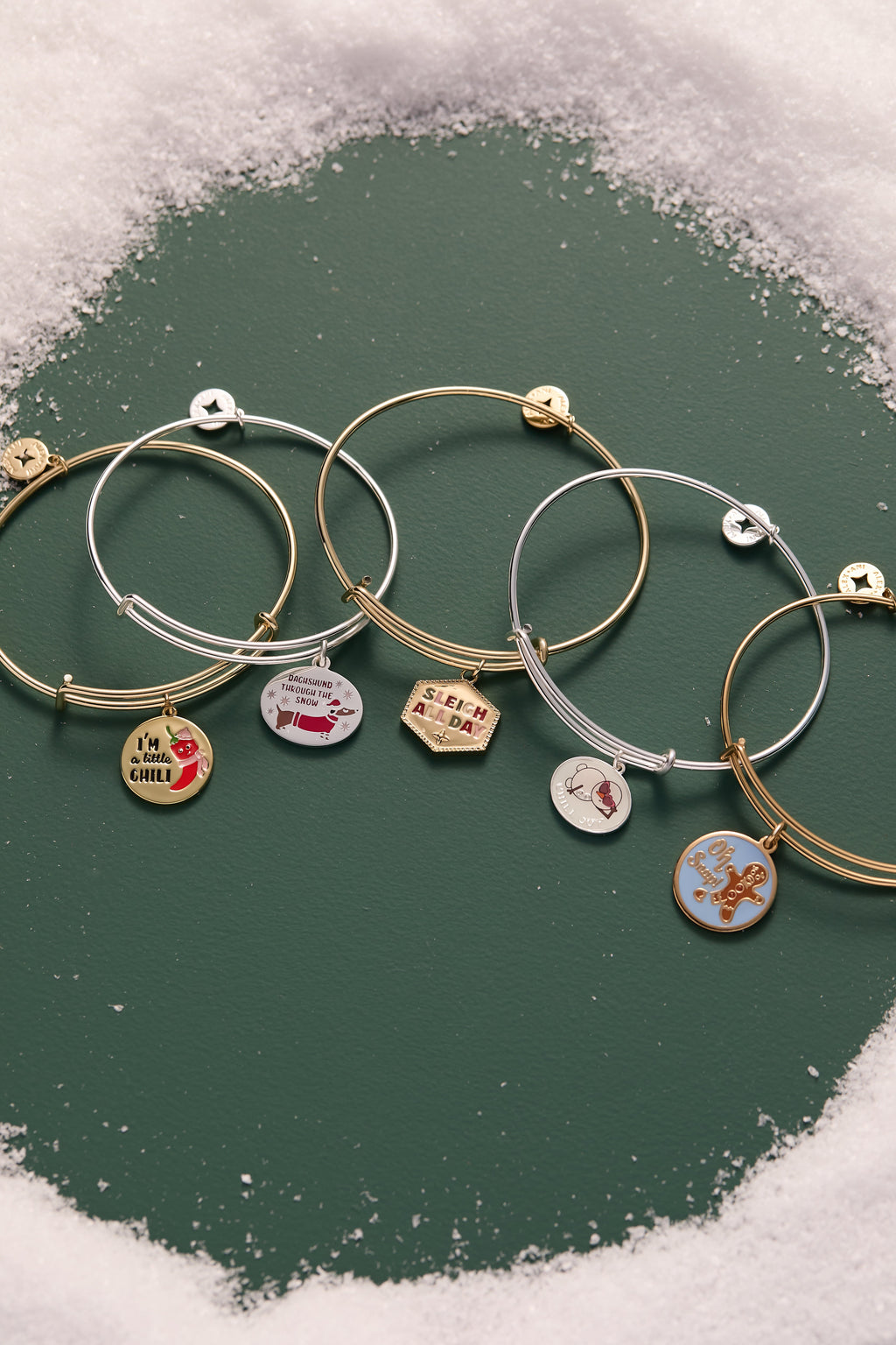 Sleigh All Day Festive Charm Bangle with Enamel Detail