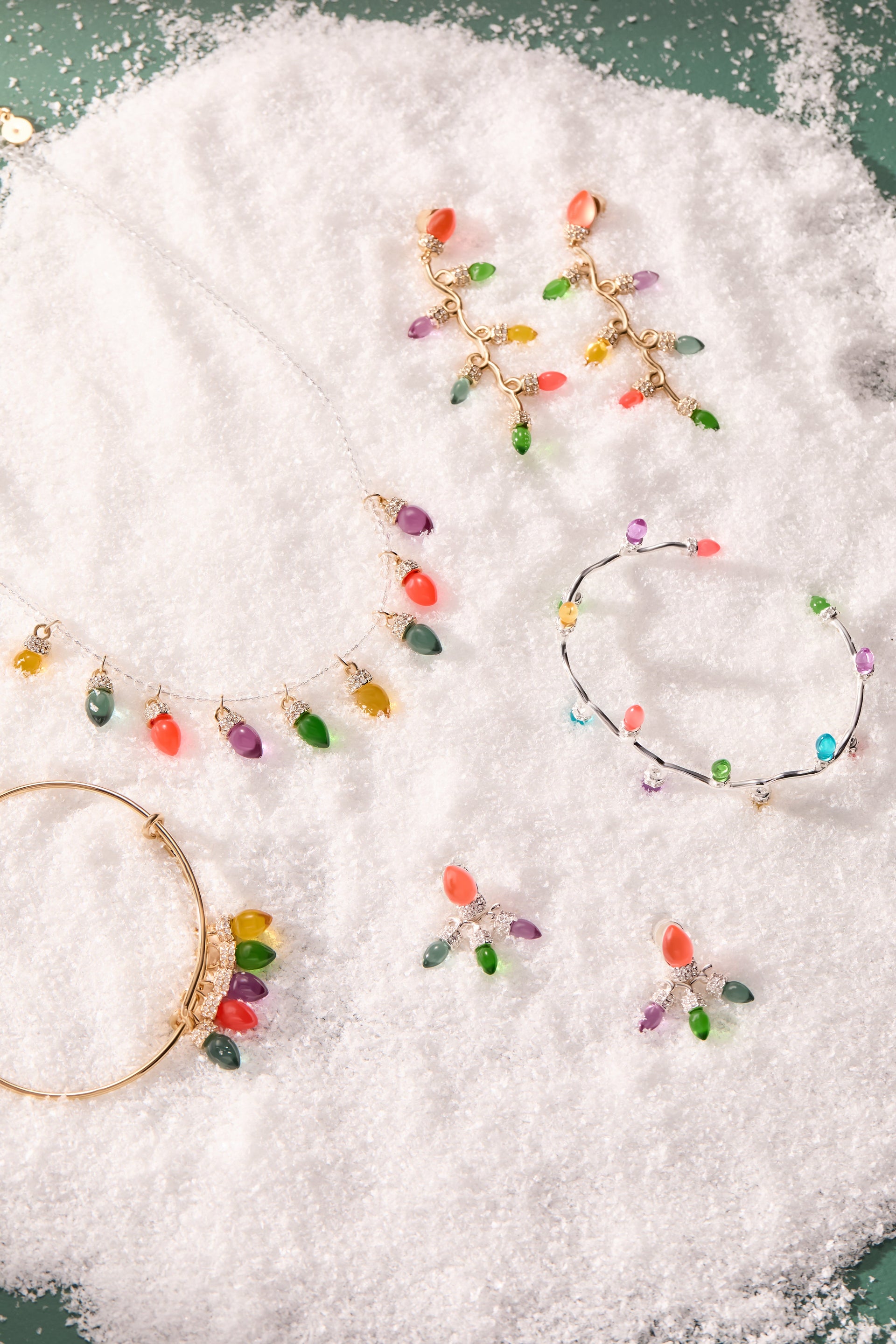 Multicolor Christmas Holiday Light Bulb Charm Bangle Bracelet