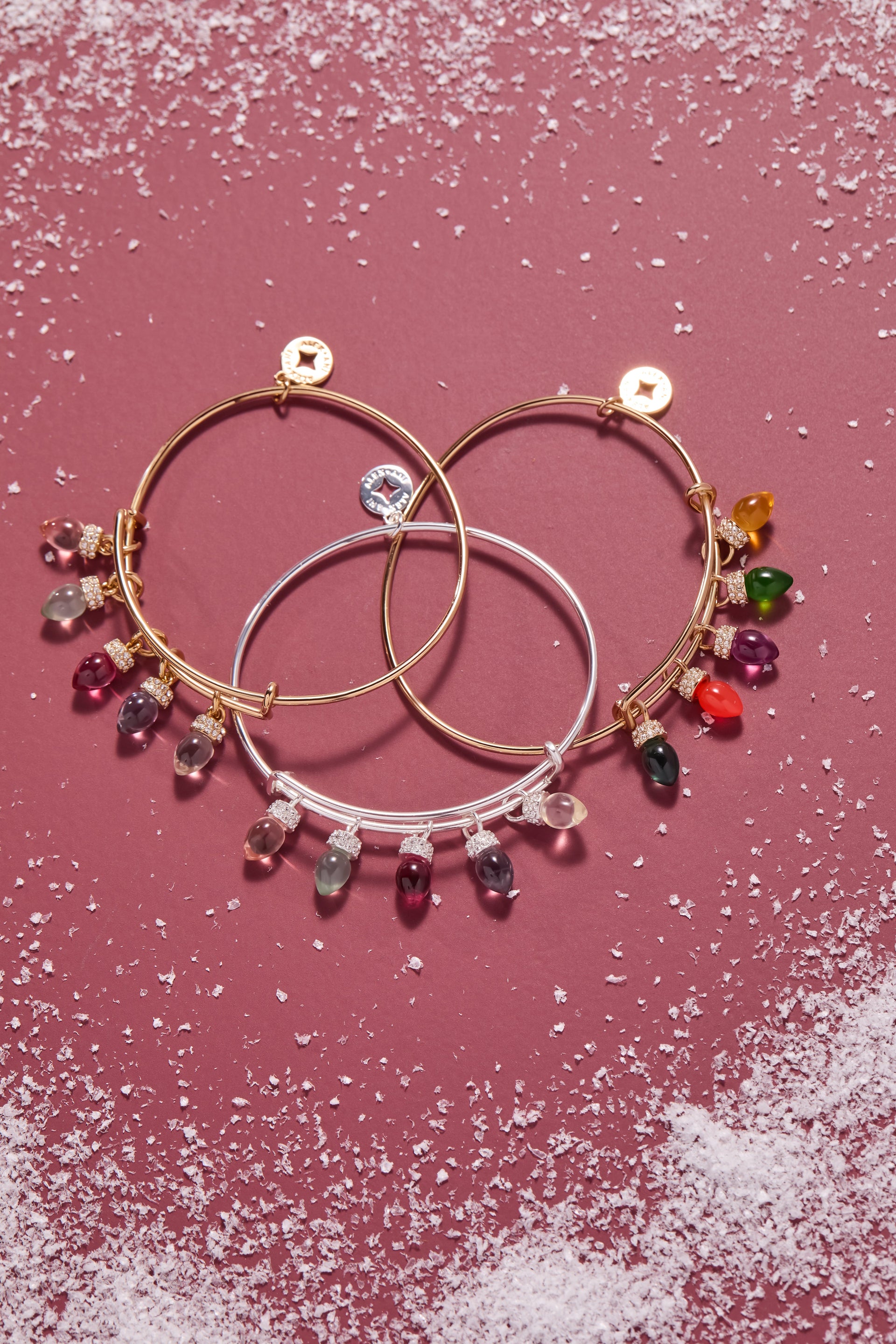 Multicolor Christmas Holiday Light Bulb Charm Bangle Bracelet