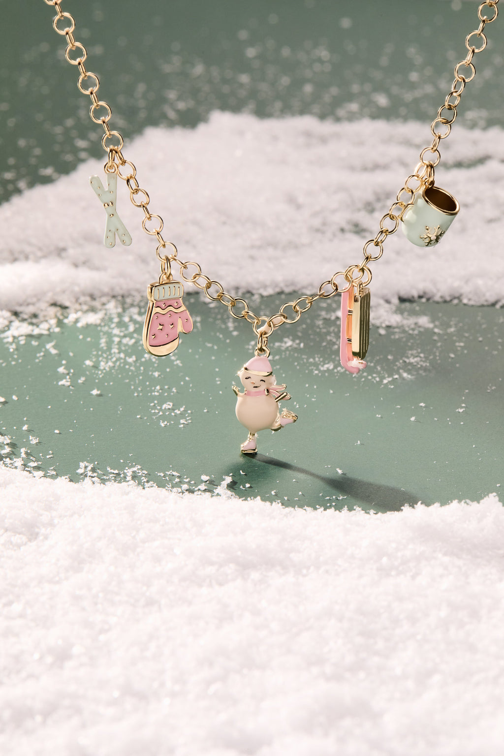 Winter Wonderland Multi Charm Necklace with Pastel Enamel Accents