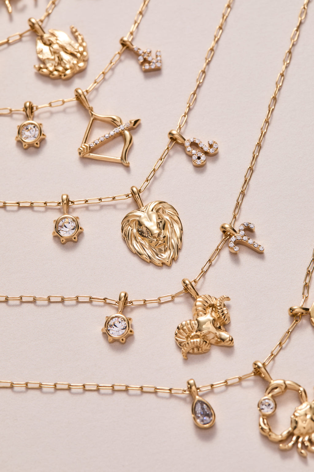 Sagittarius Zodiac Charm Cluster Necklace in Gold