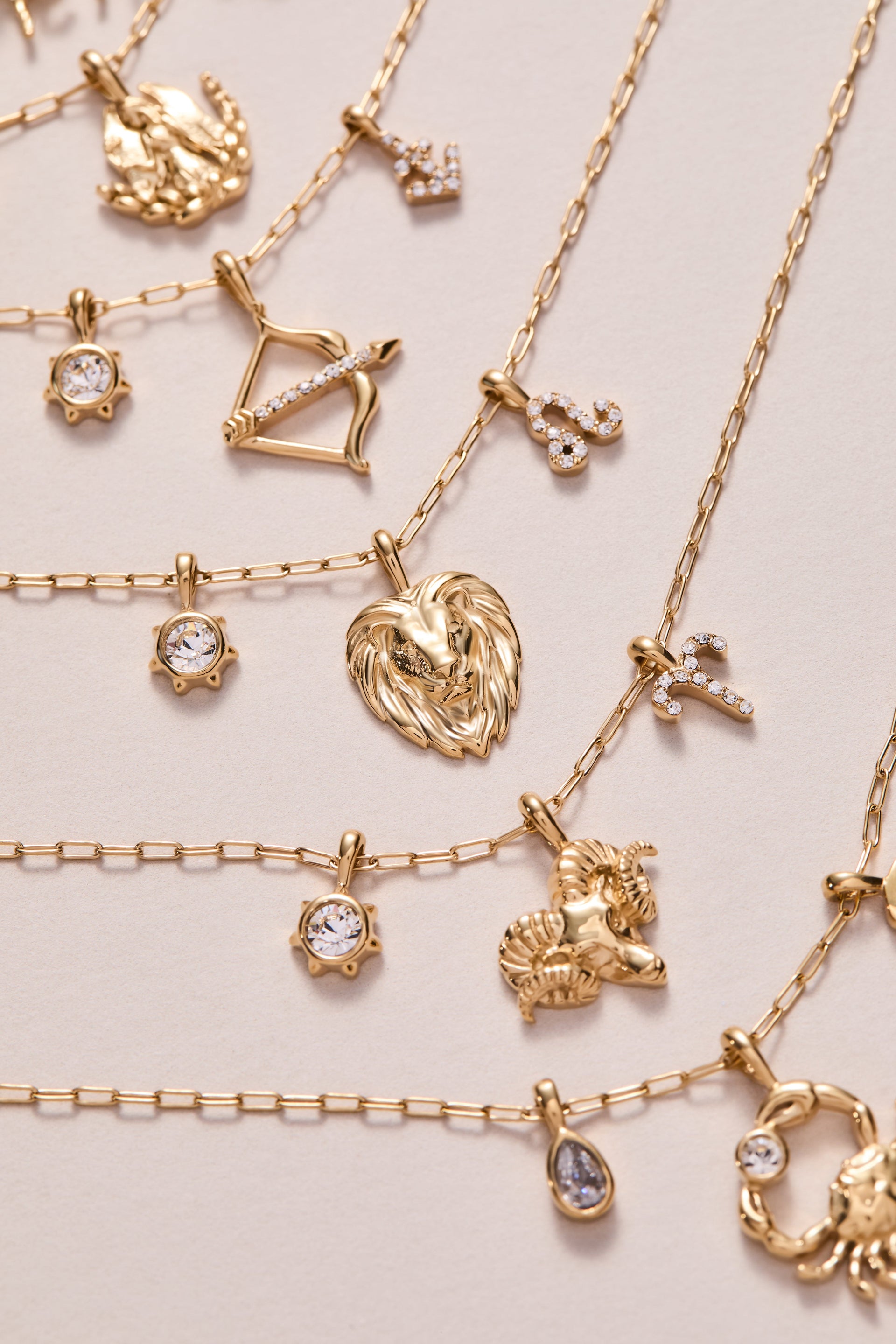 Sagittarius Zodiac Charm Cluster Necklace in Gold