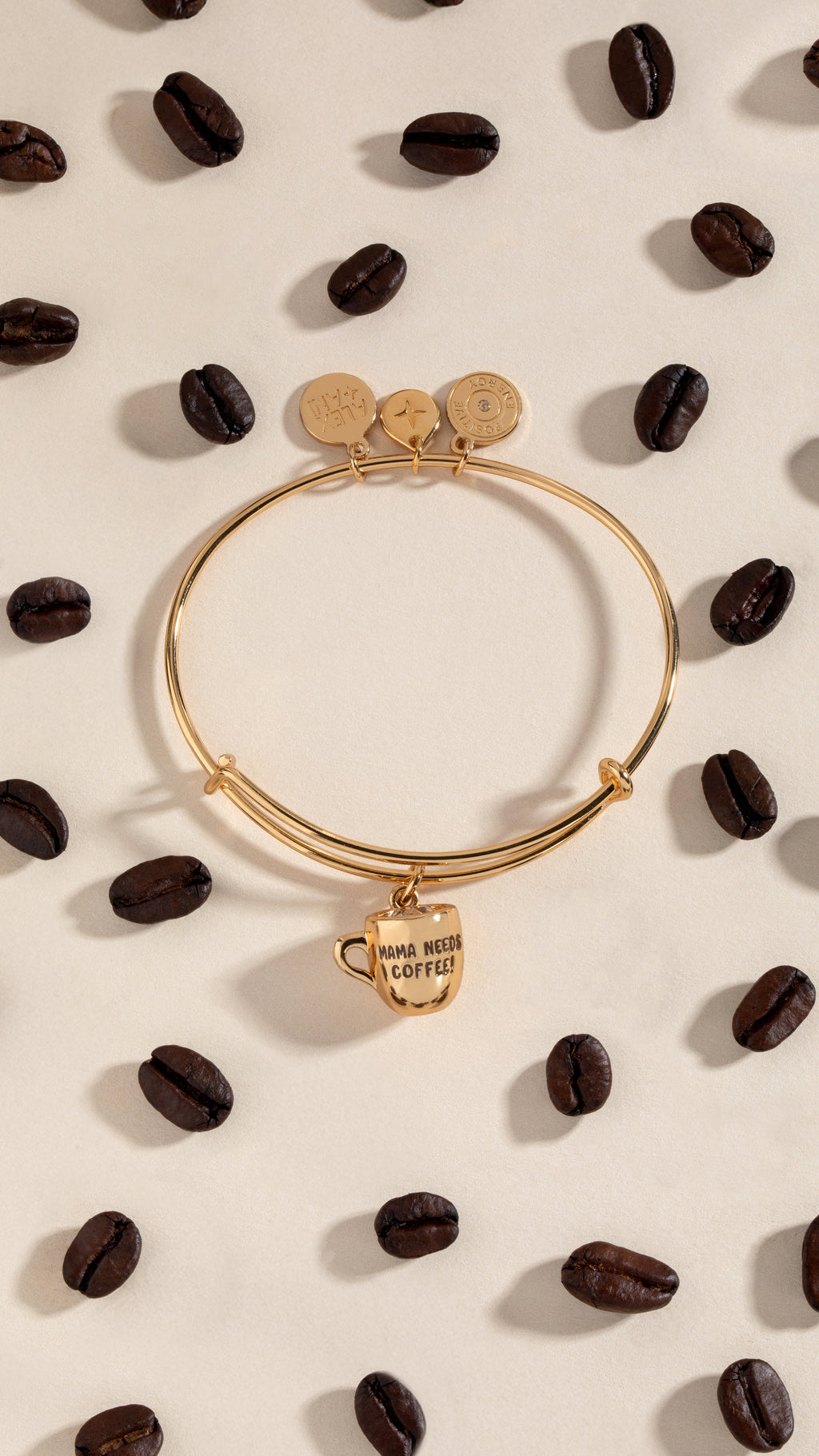 Mama Needs Coffee Charm Bangle - Playful Mom Jewelry Accessory
