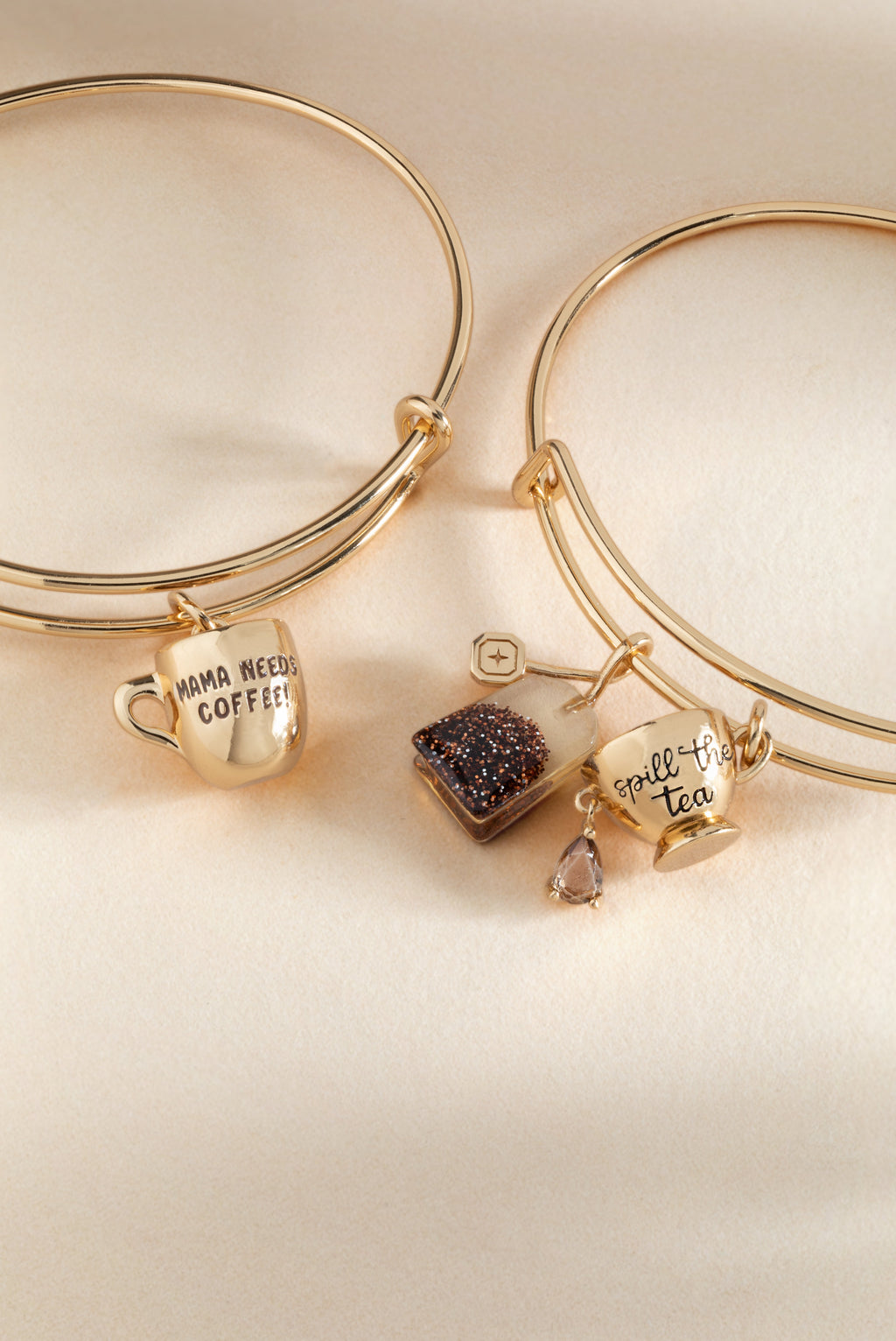 Mama Needs Coffee Charm Bangle - Playful Mom Jewelry Accessory