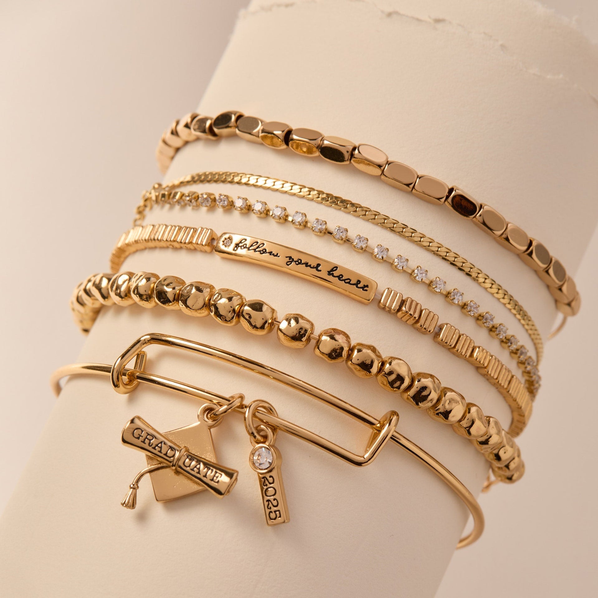 Follow Your Heart Stretch Bracelet with Crystal Star Detail