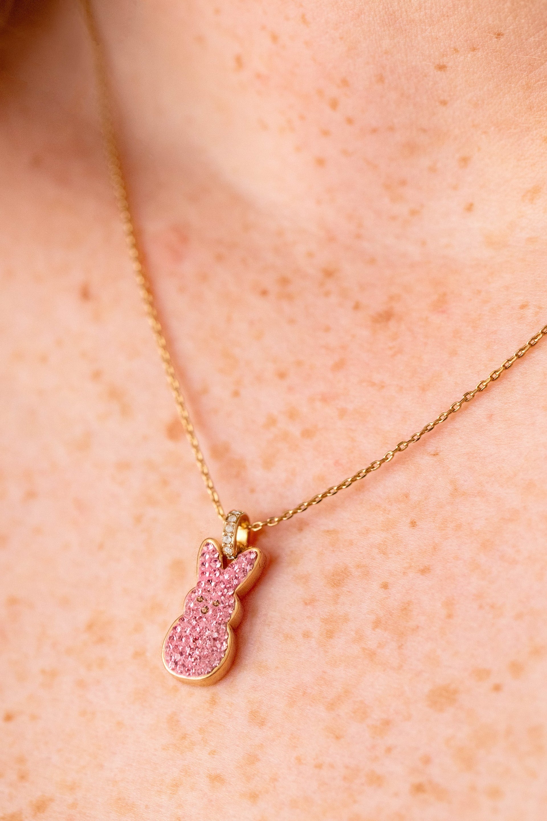 Pink Crystal PEEPS® Bunny Pendant Necklace for Spring