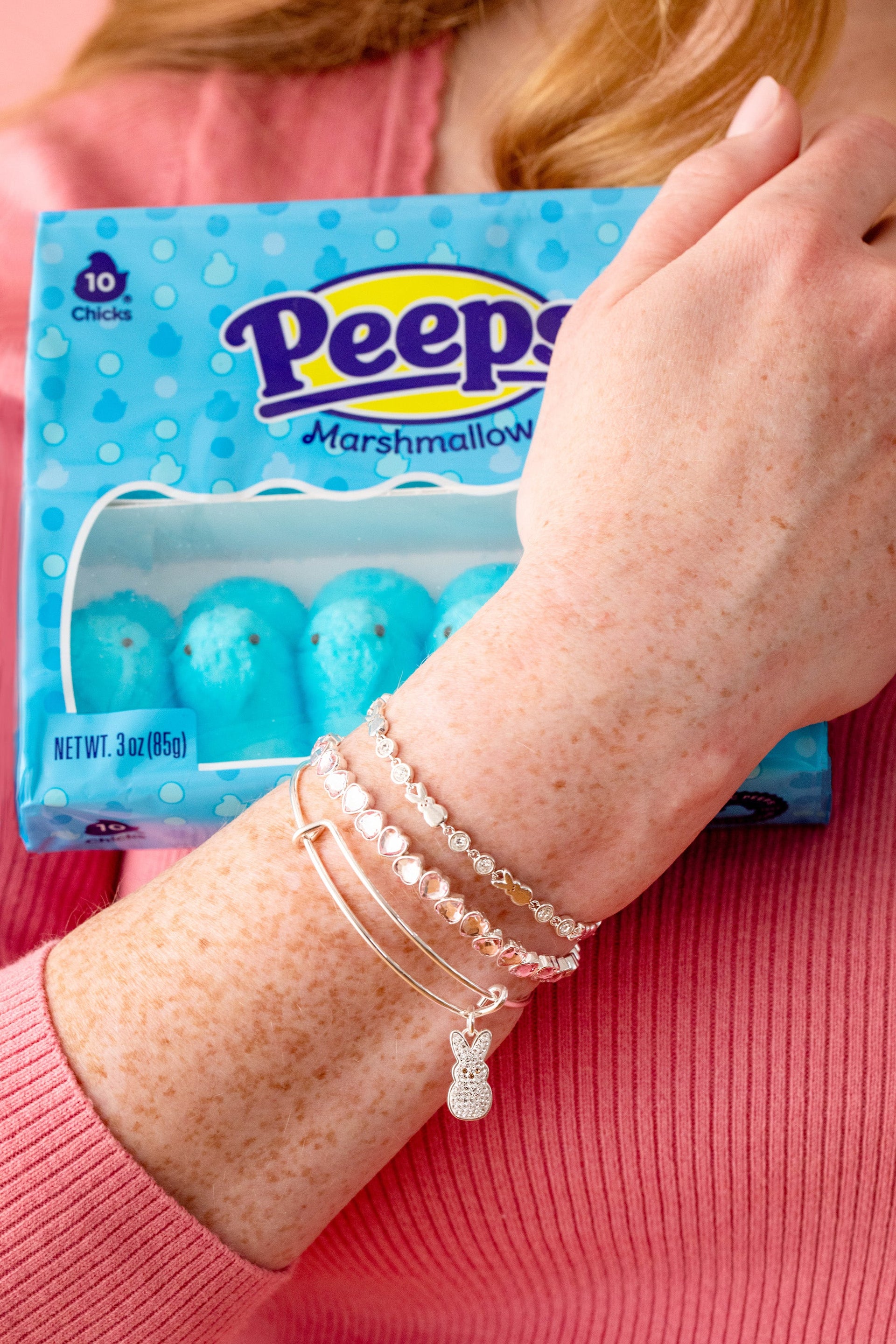 PEEPS® Crystal Bunny Bangle in Silver and White