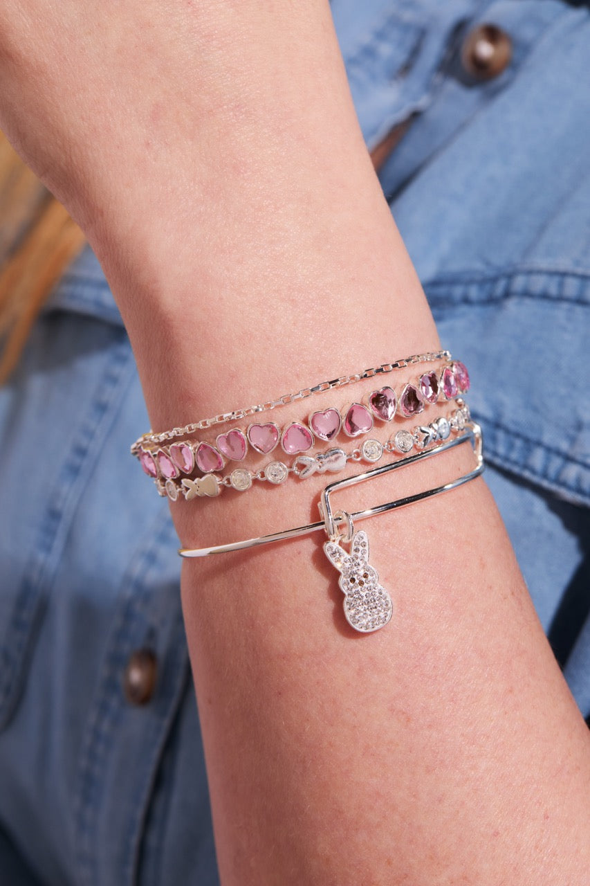 PEEPS® Crystal Bunny Bangle in Silver and White