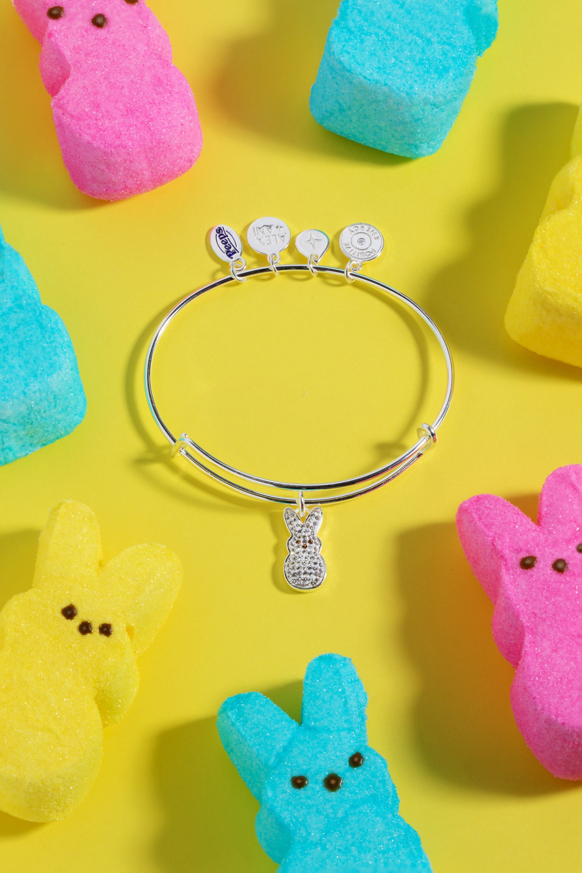 PEEPS® Crystal Bunny Bangle in Silver and White