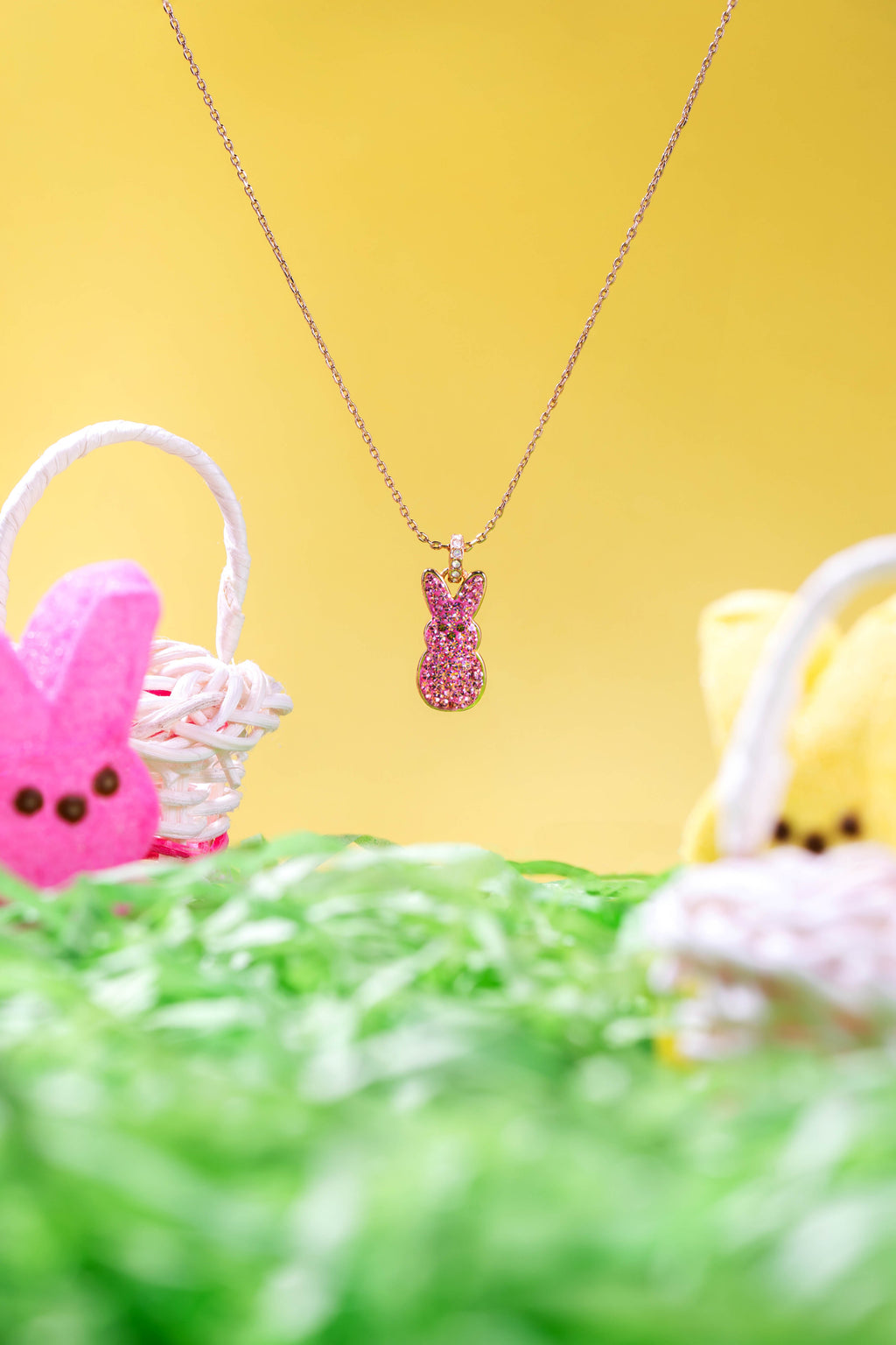 Pink Crystal PEEPS® Bunny Pendant Necklace for Spring