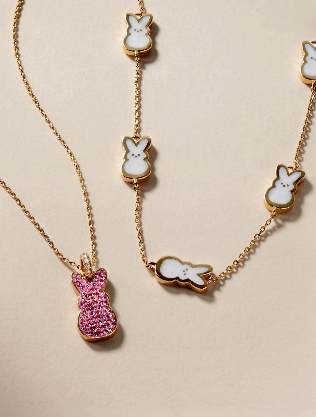 Pink Crystal PEEPS® Bunny Pendant Necklace for Spring