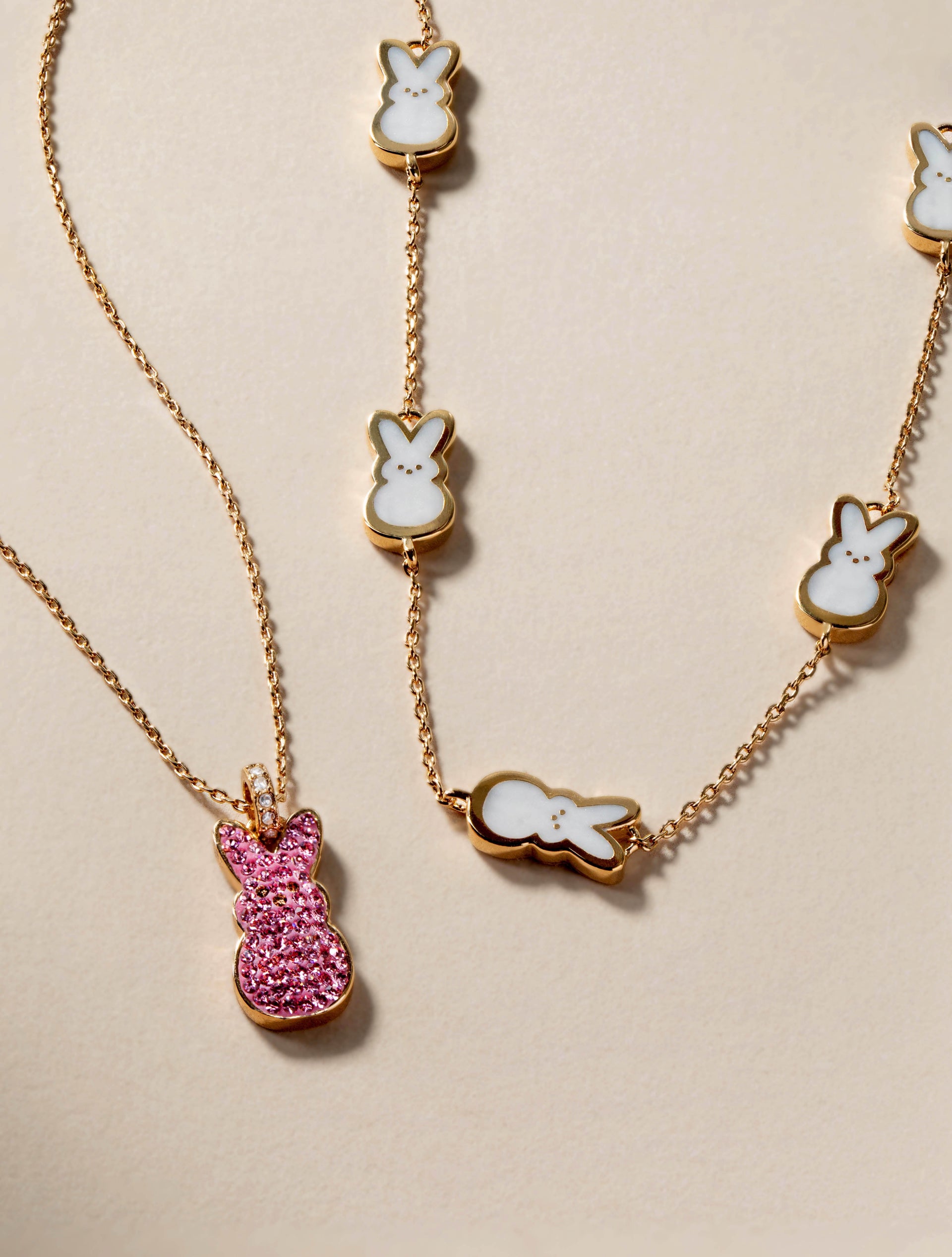 Pink Crystal PEEPS® Bunny Pendant Necklace for Spring