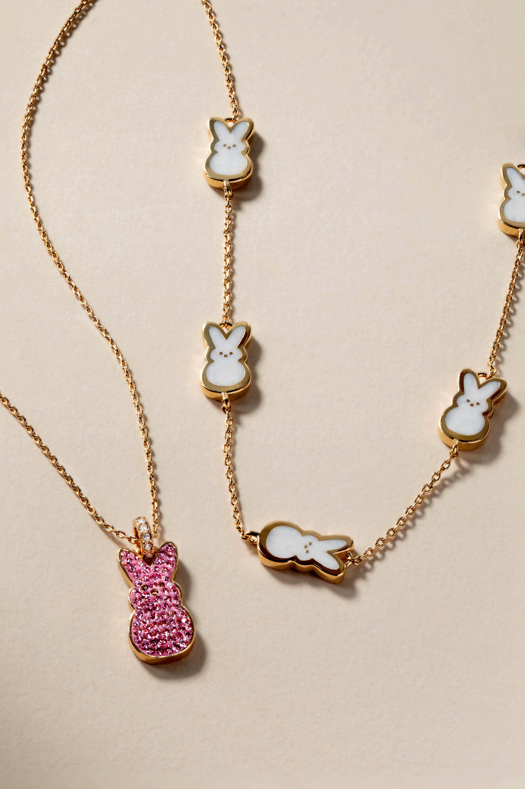 Pearlized Bunny Charm Necklace for Spring and Easter Jewelry