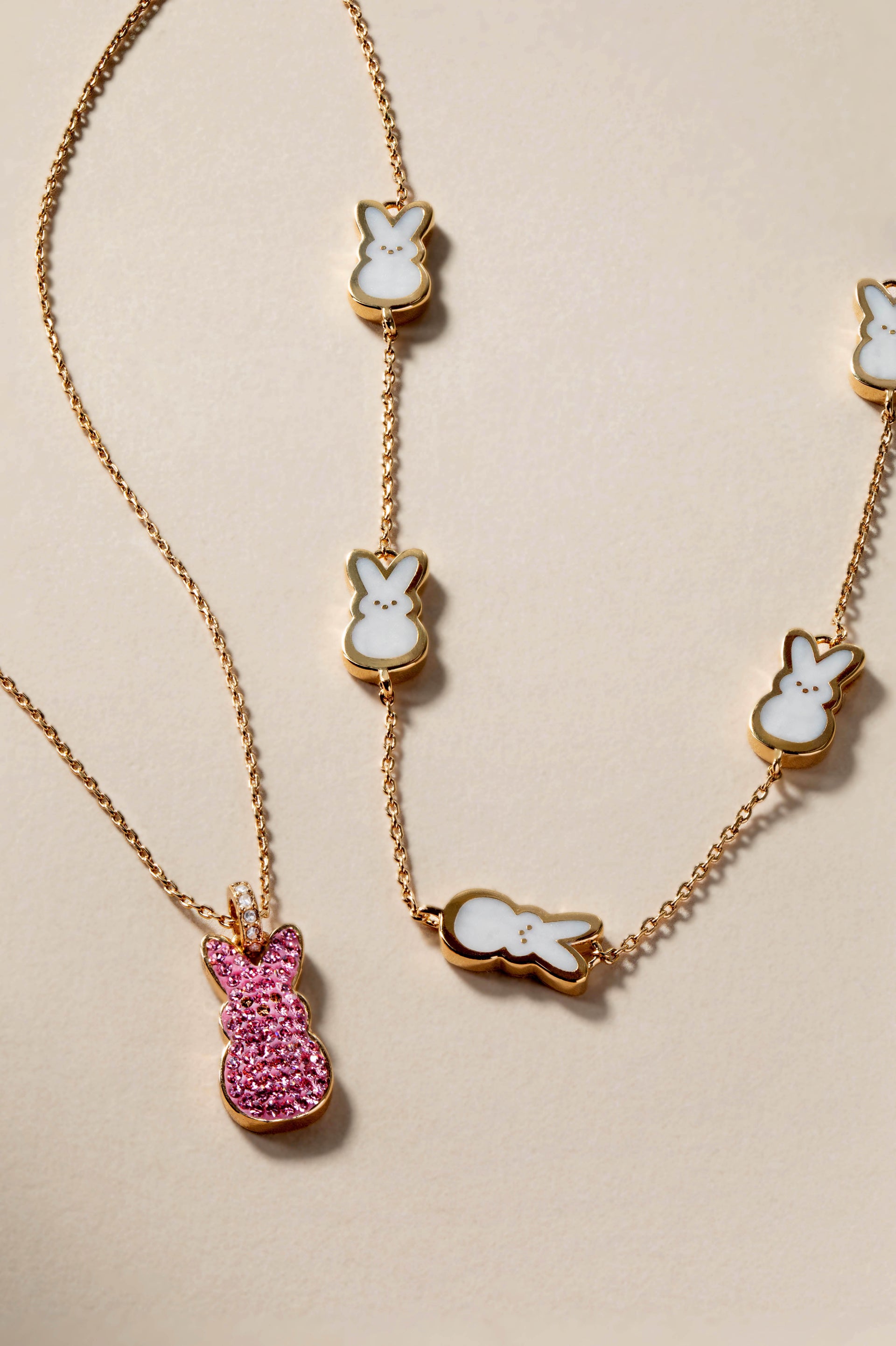 Pearlized Bunny Charm Necklace for Spring and Easter Jewelry