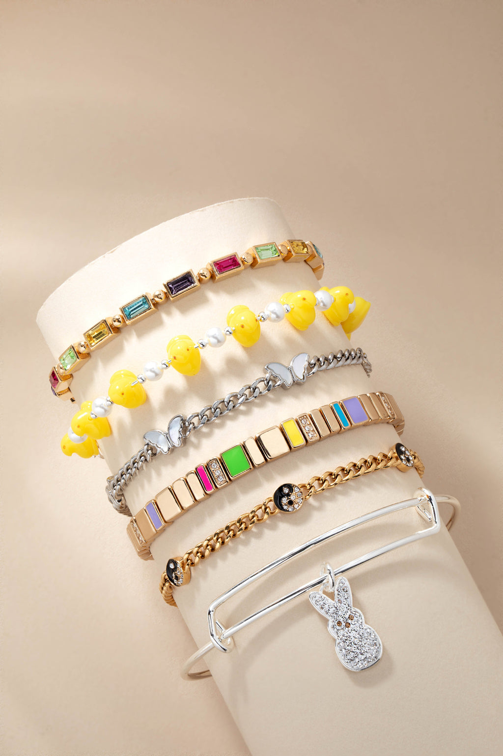 PEEPS® Crystal Bunny Bangle in Silver and White