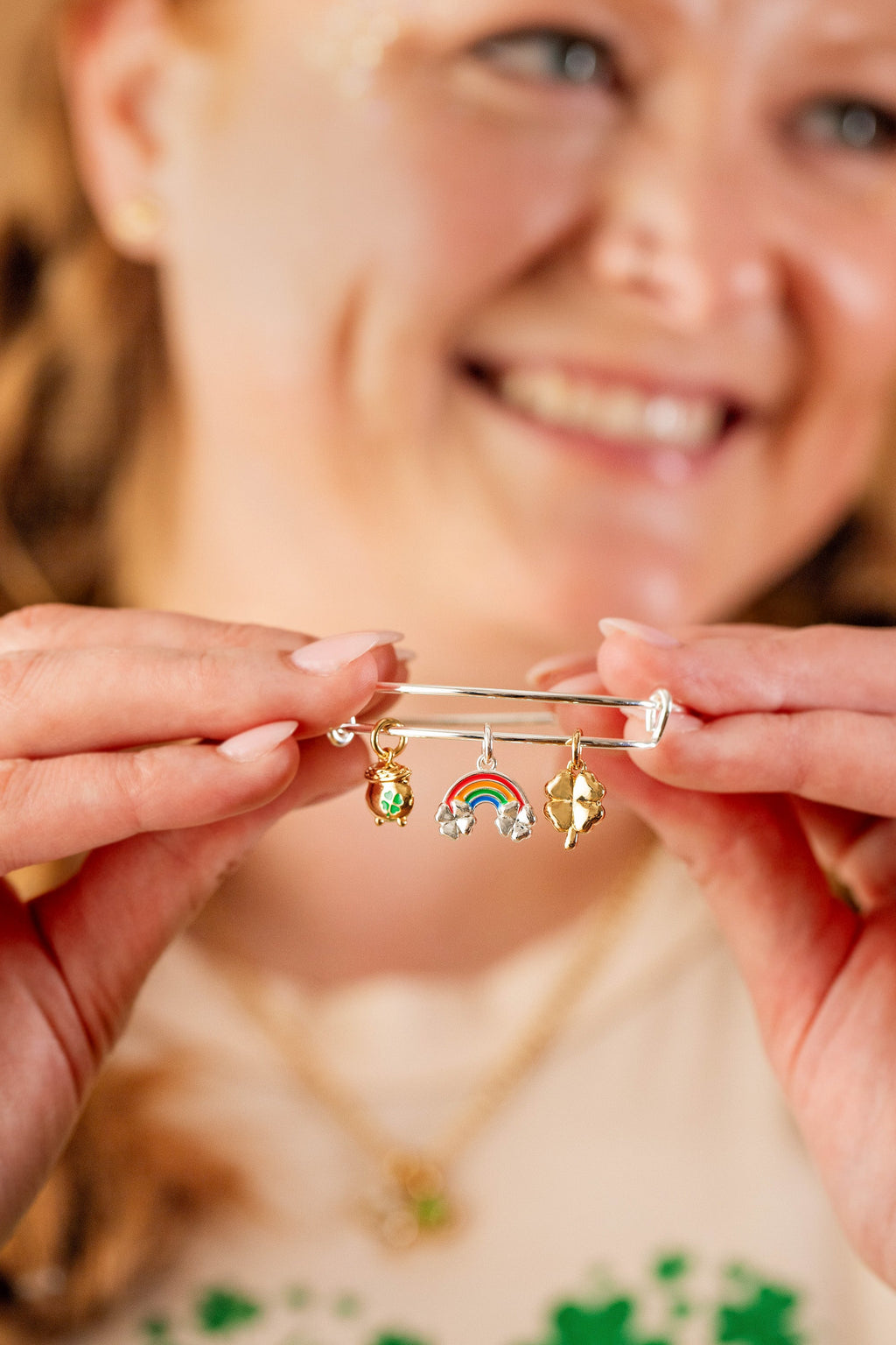 End of the Rainbow Multi-Charm Expandable Bangle Bracelet